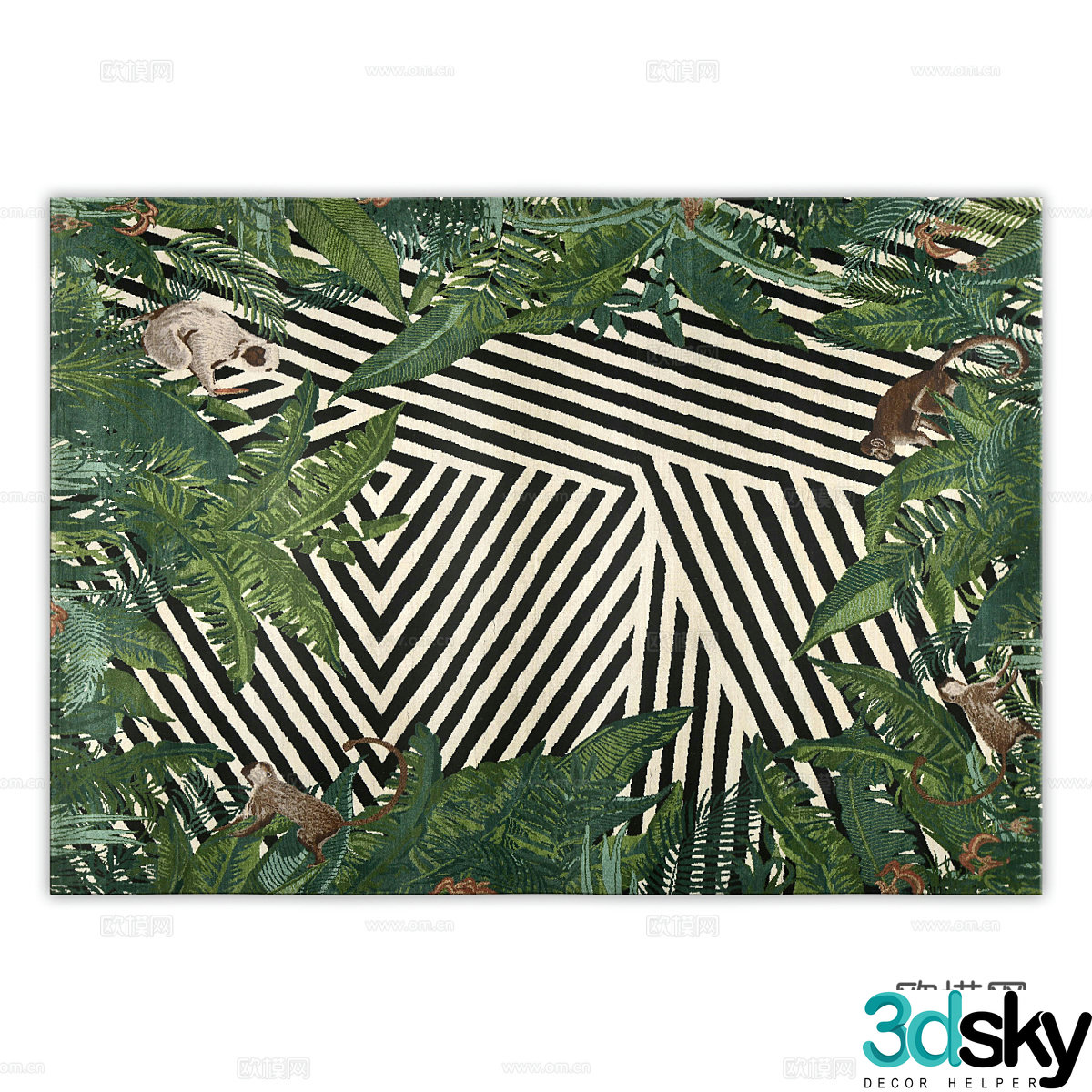 Modern minimalist carpet Living room carpet Green carpet 3d model