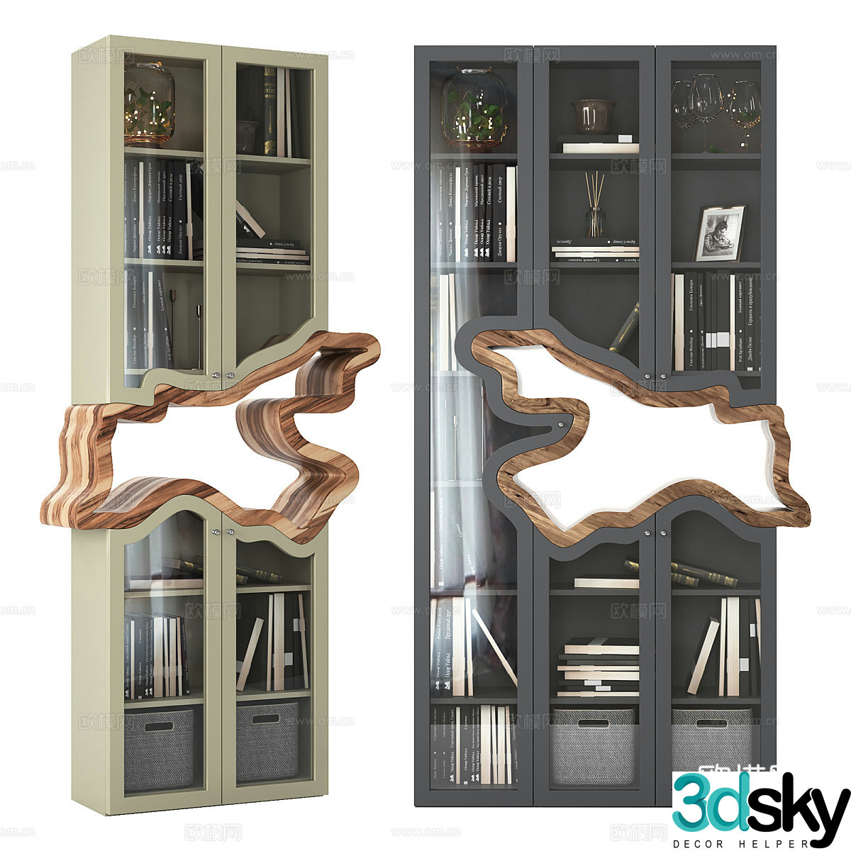Modern light luxury decorative bookcase 3d model