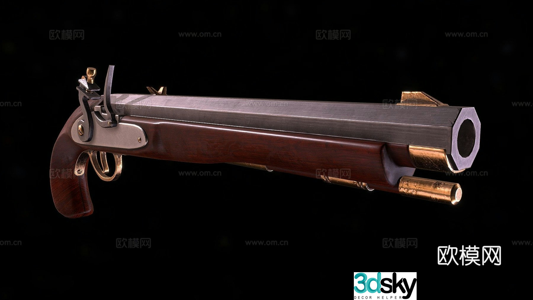 Flintlock pistol 3d model