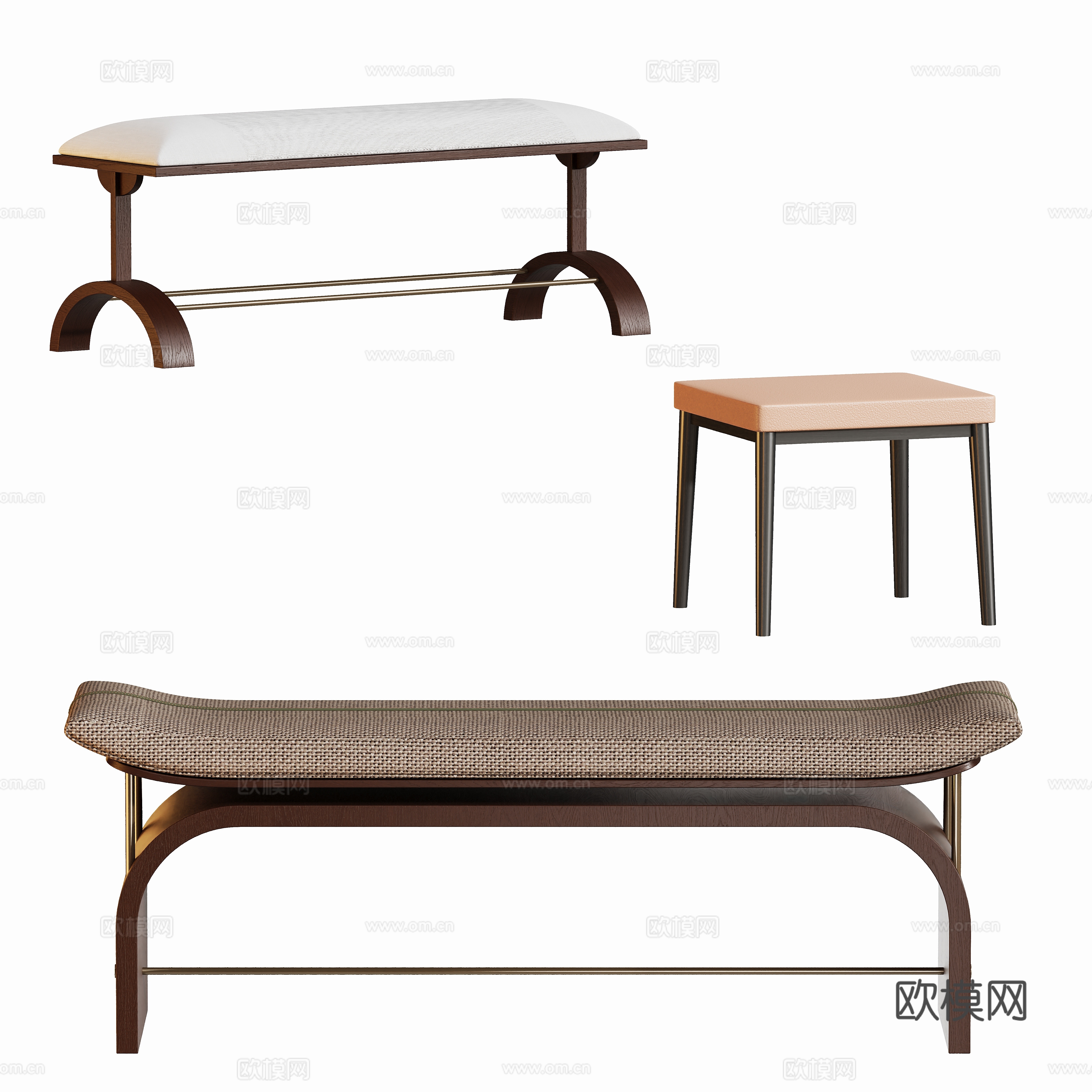 Modern bench combination 3d model