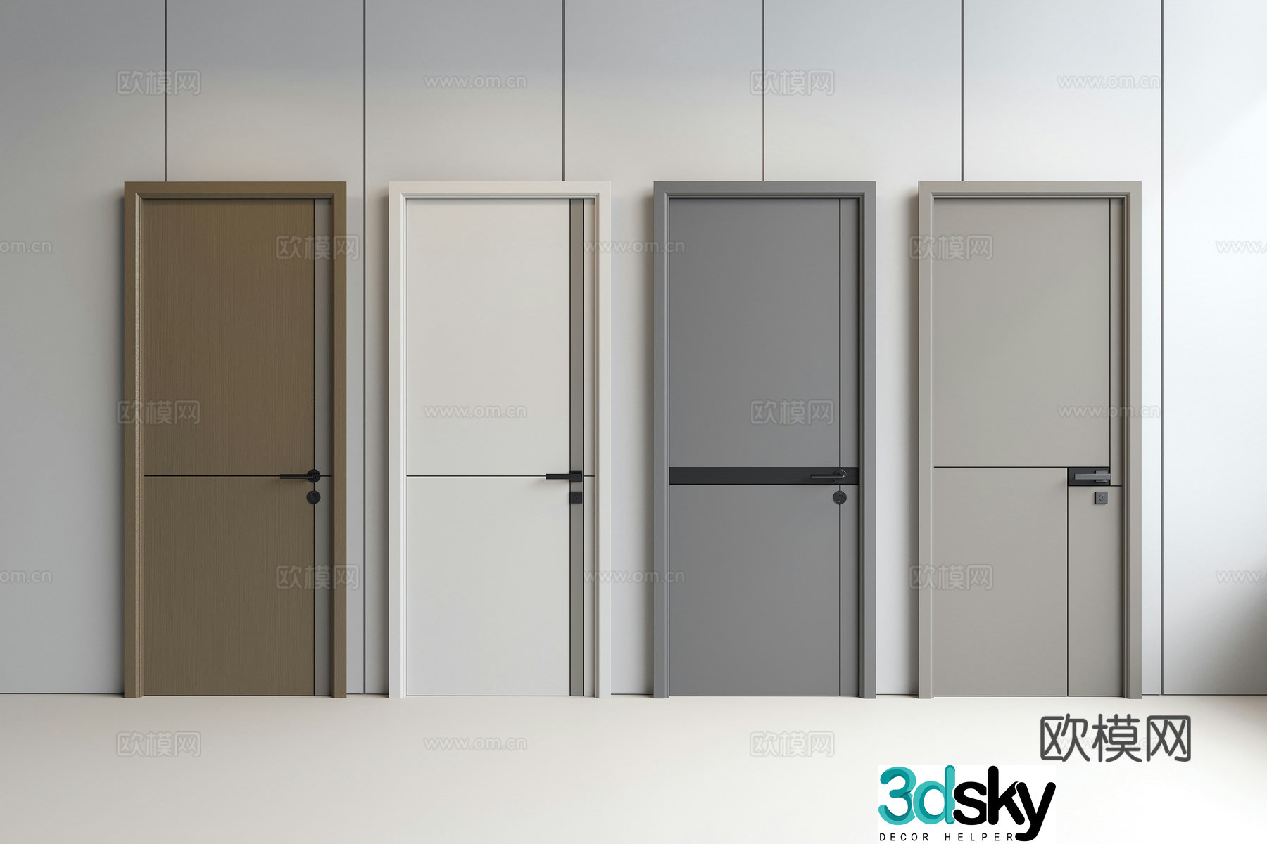 Modern door Single-open door Swing door Bedroom door Entrance door Minimalist door 3D model