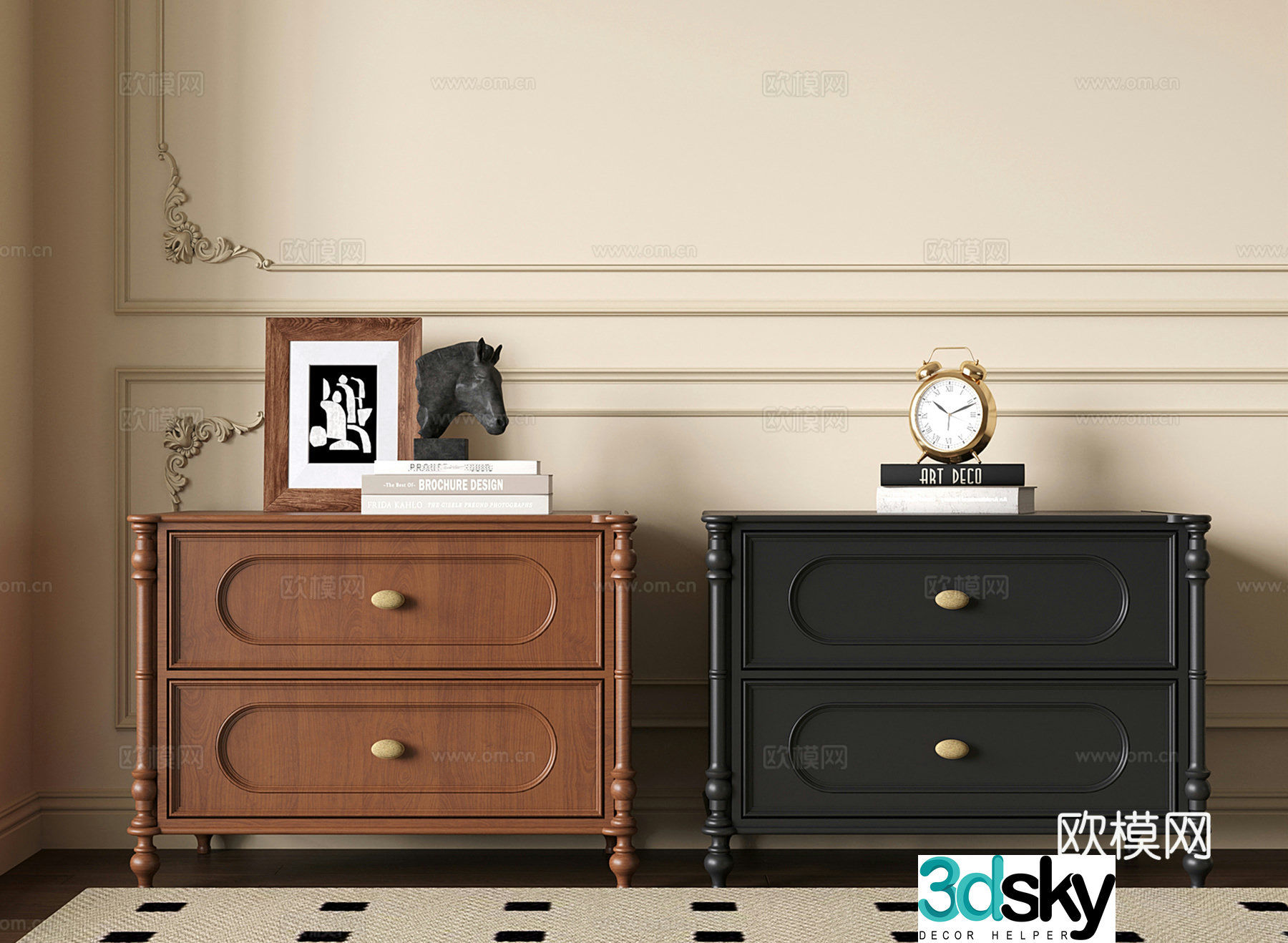 French retro bedside table 3d model