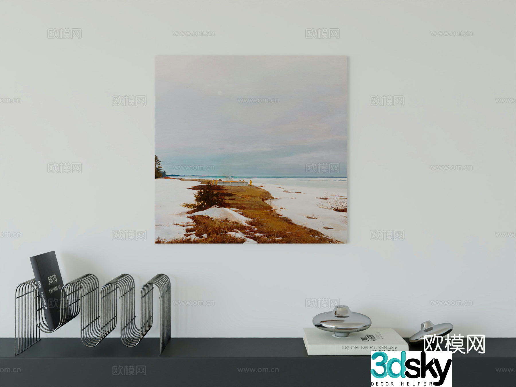 Modern minimalist hanging painting Bauhaus art hanging painting 3d model