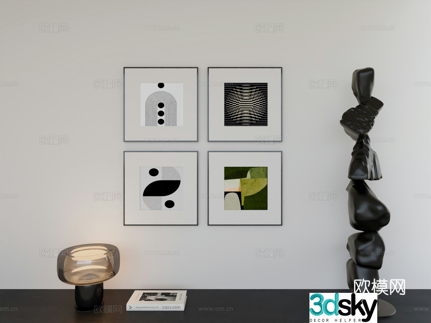 Modern minimalist hanging painting minimalist array hanging painting 3D model