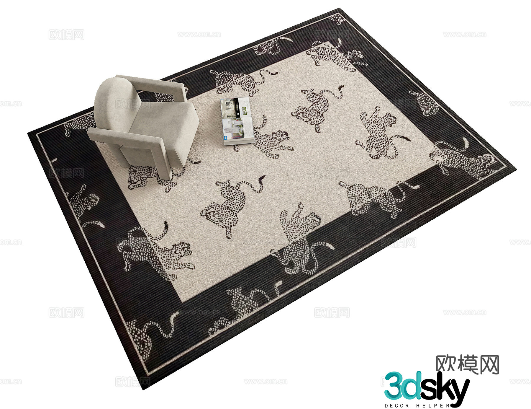 French retro pattern living room bedroom shape carpet 3d model