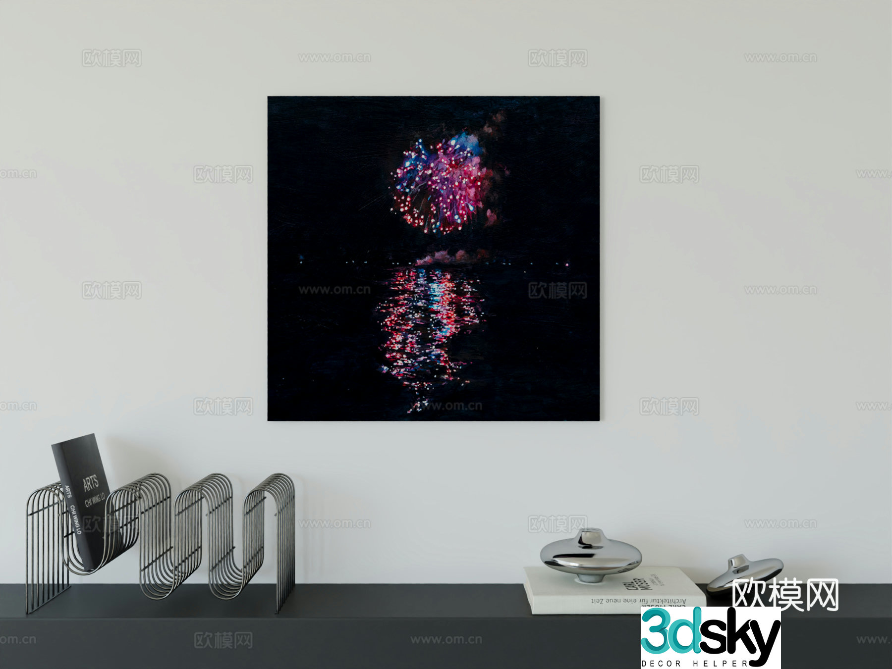Modern minimalist hanging painting Bauhaus art hanging painting 3d model