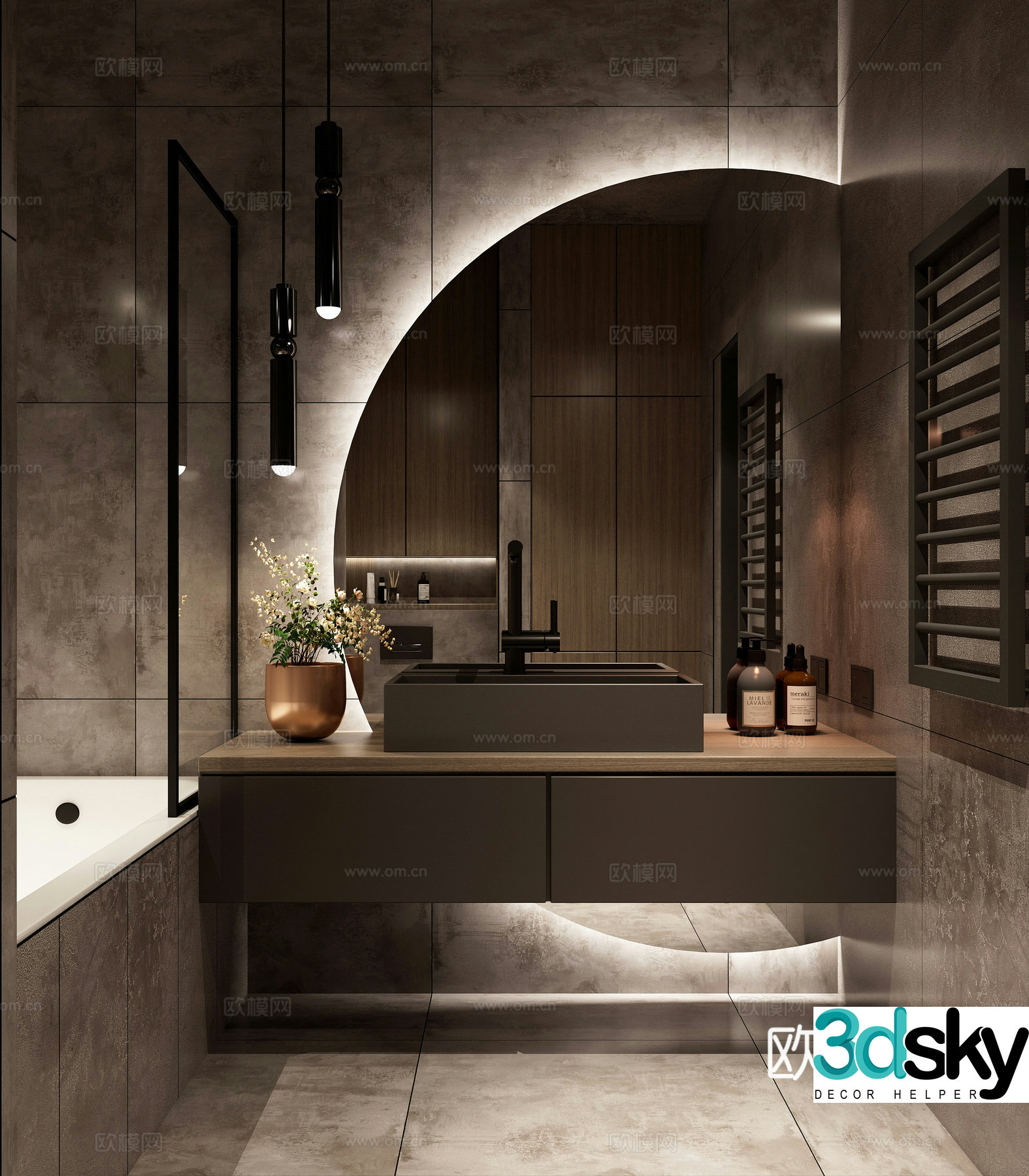 Industrial style bathroom 3D model