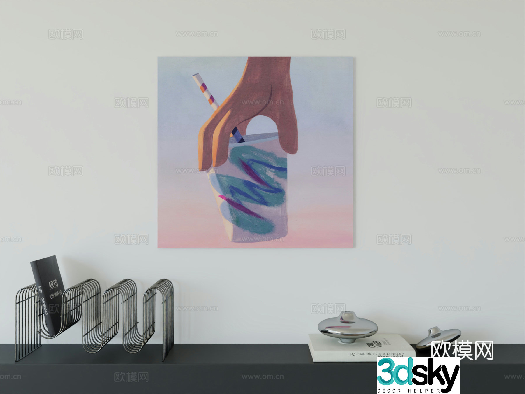 Modern minimalist hanging painting Bauhaus art hanging painting 3d model