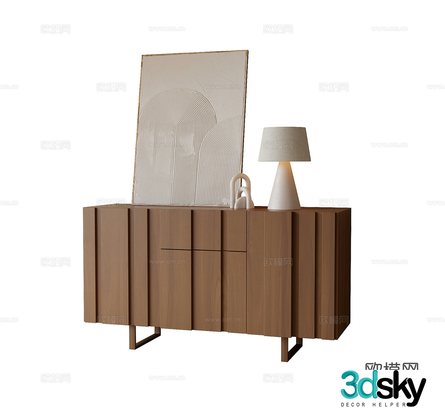 Modern porch cabinet side cabinet decorative cabinet desk lamp 3d model