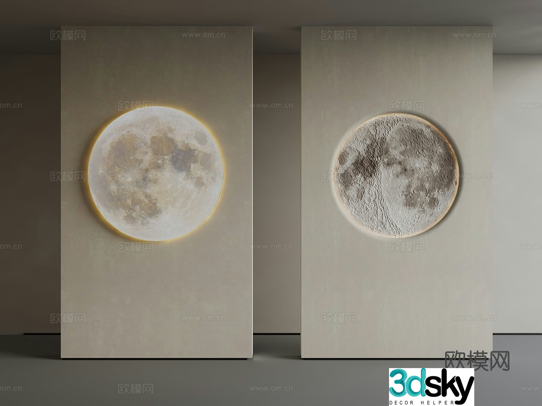 Modern moonlight porch partition wall 3d model