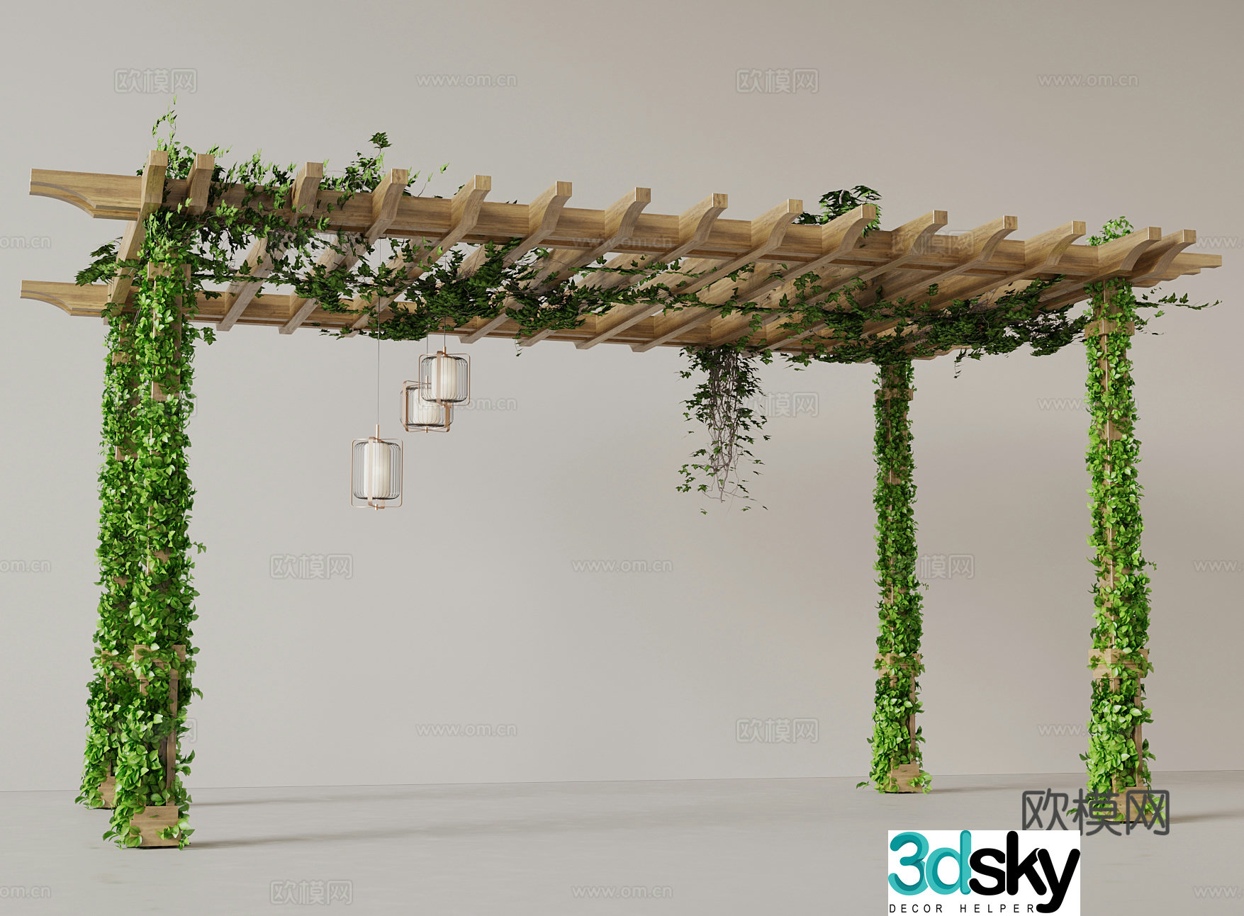Modern wooden shelf grape rack 3d model