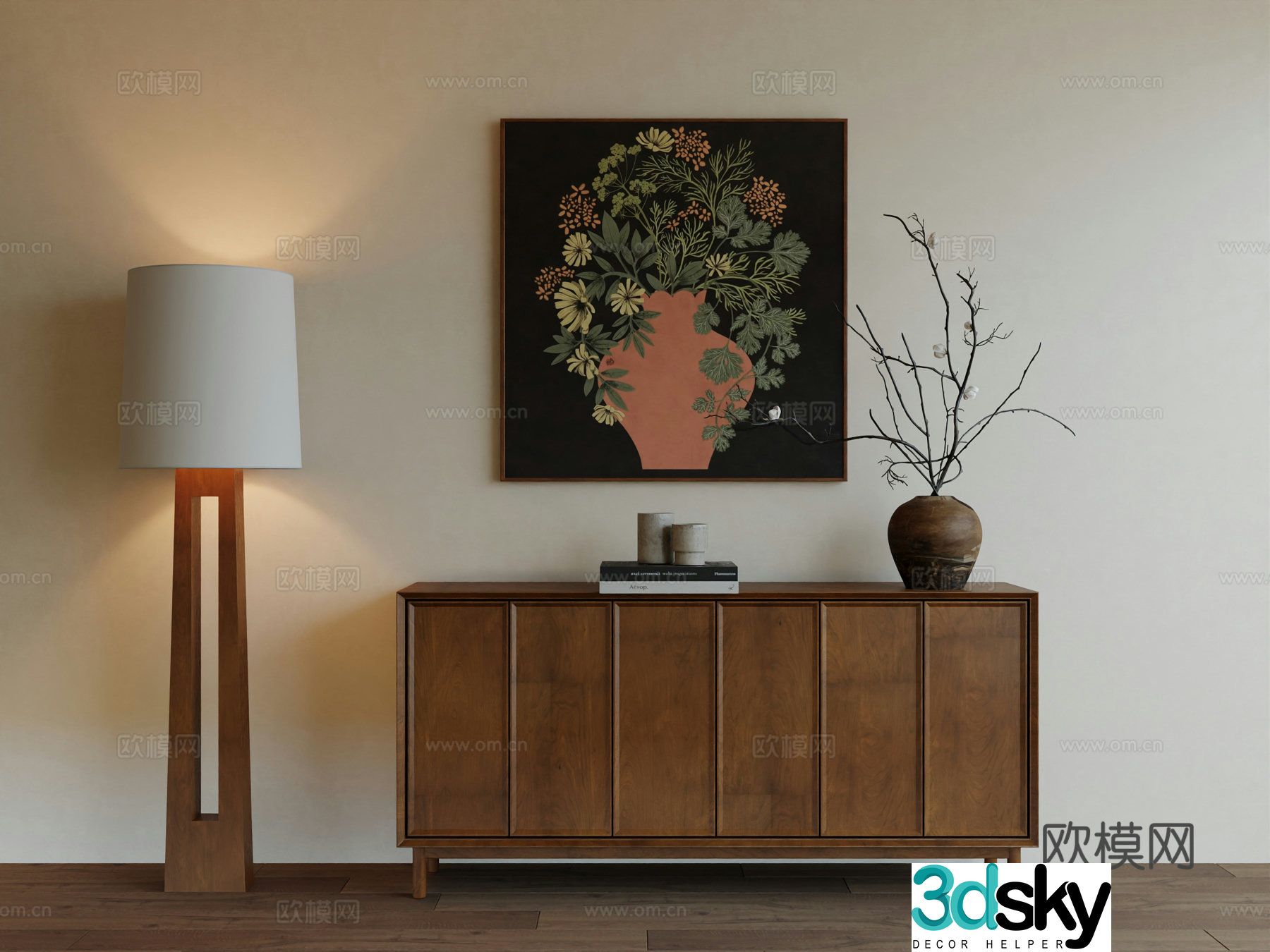 Middle Ages Wabi Retro Advanced Art Hanging Painting 3D Model