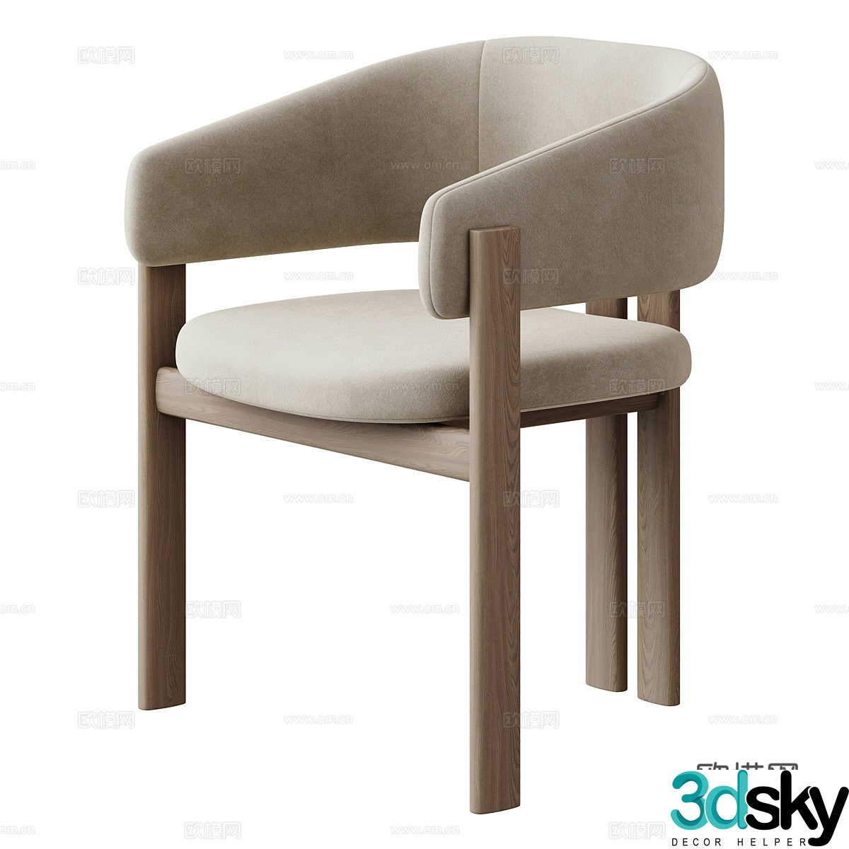 New Chinese style fabric dining chair 3D model