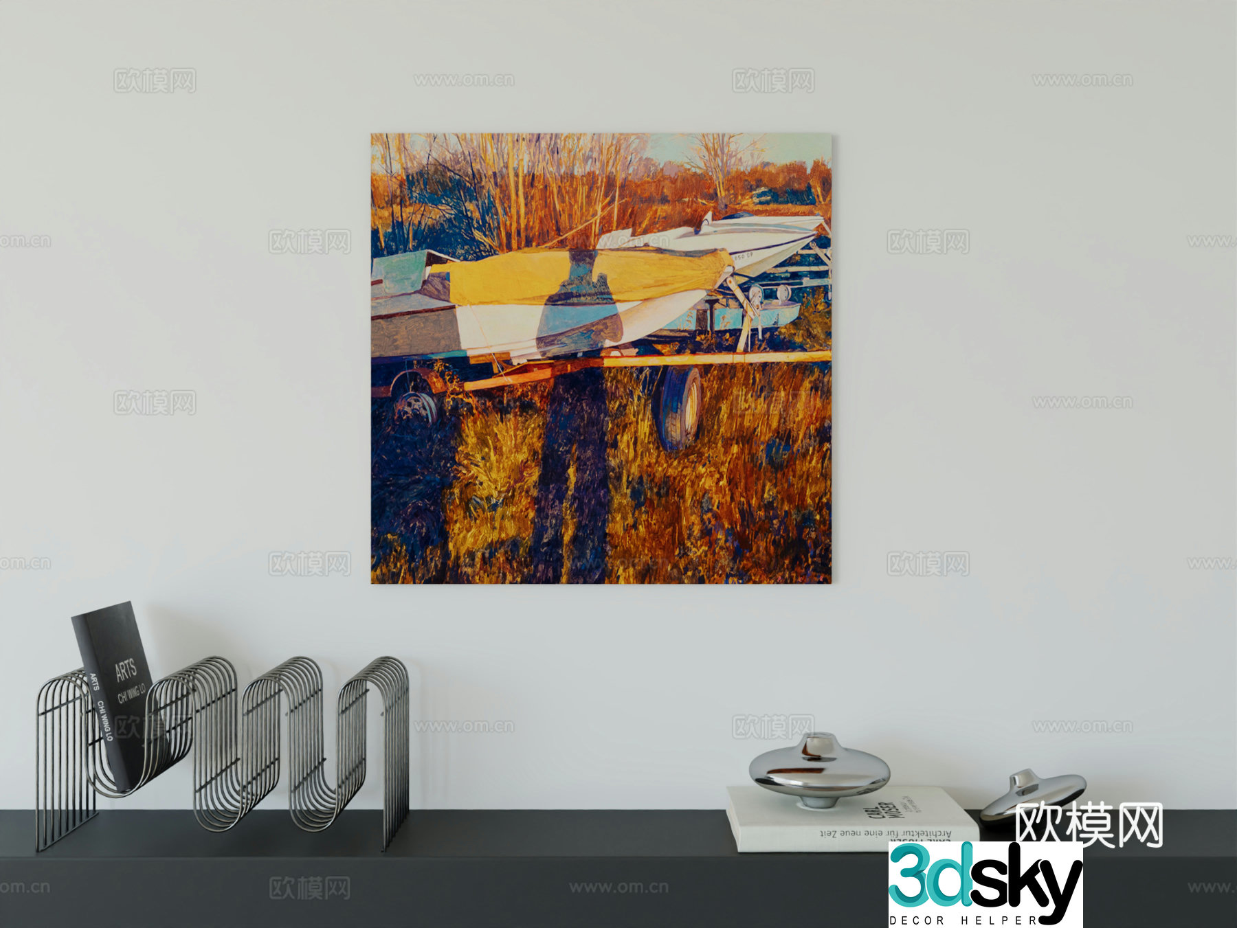 Modern minimalist hanging painting Bauhaus art hanging painting 3d model
