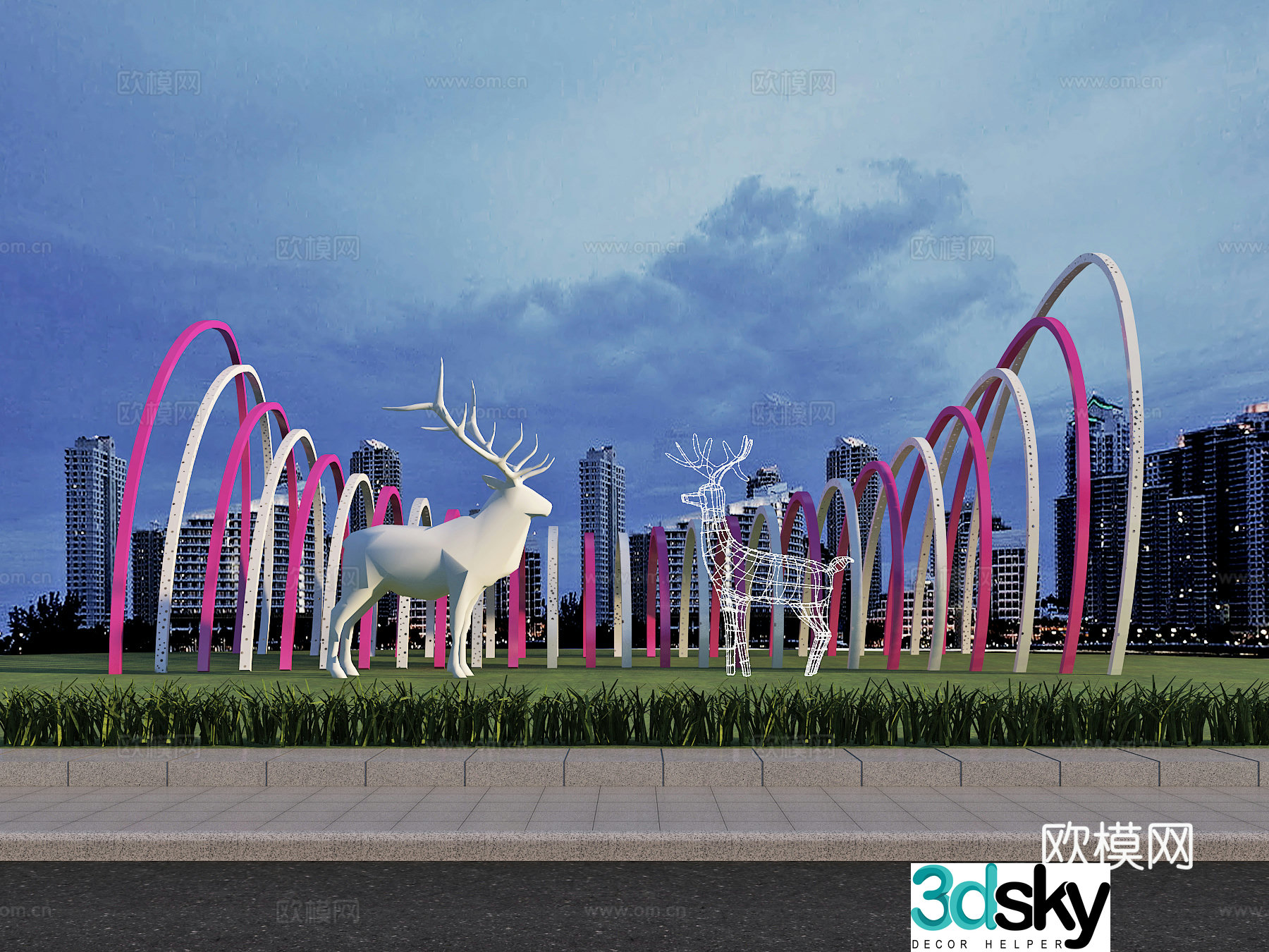 Green space installation Landscape Art sketch Sculpture 3d model