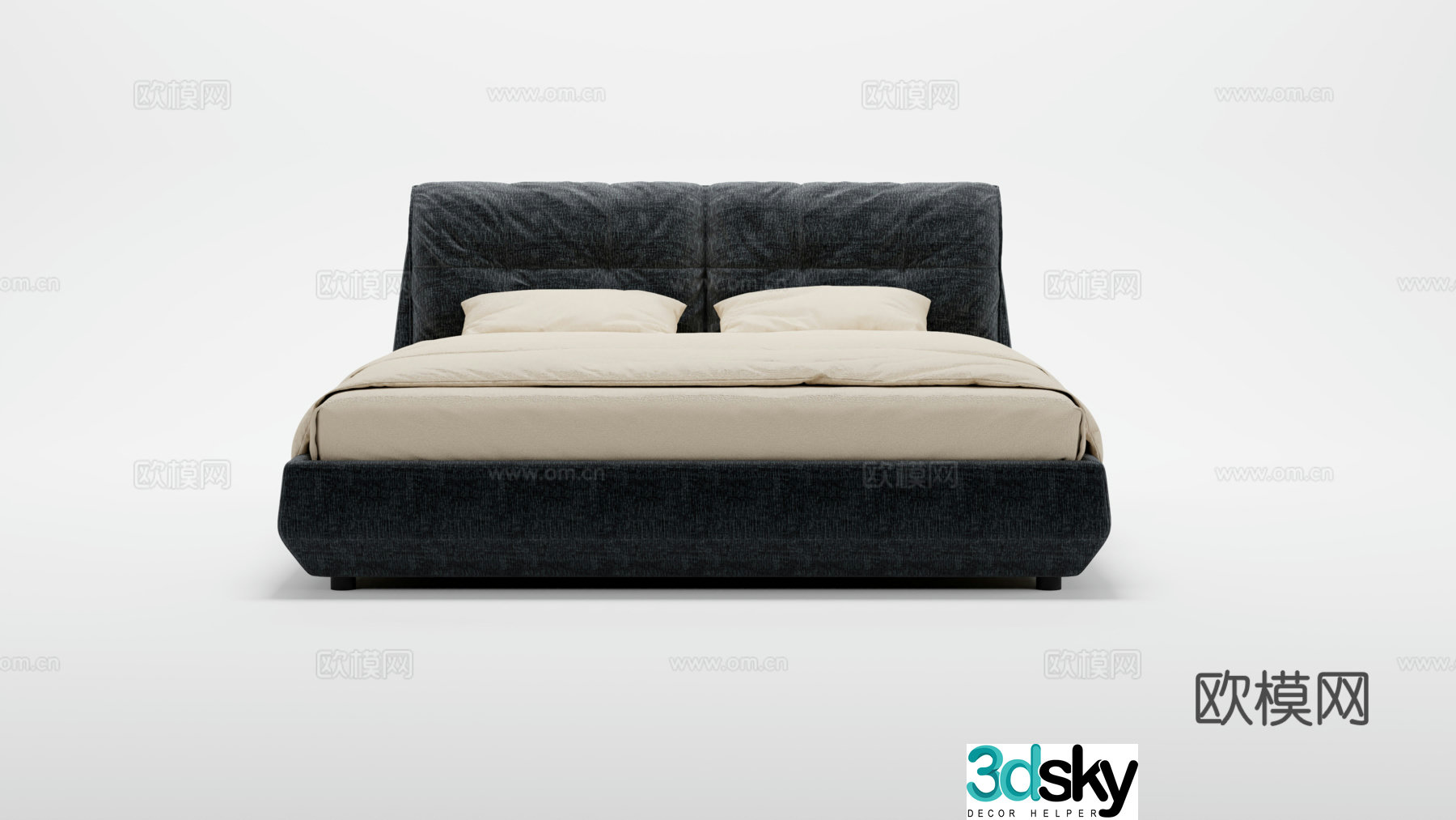 Leisure small boat bed double bed 3d model