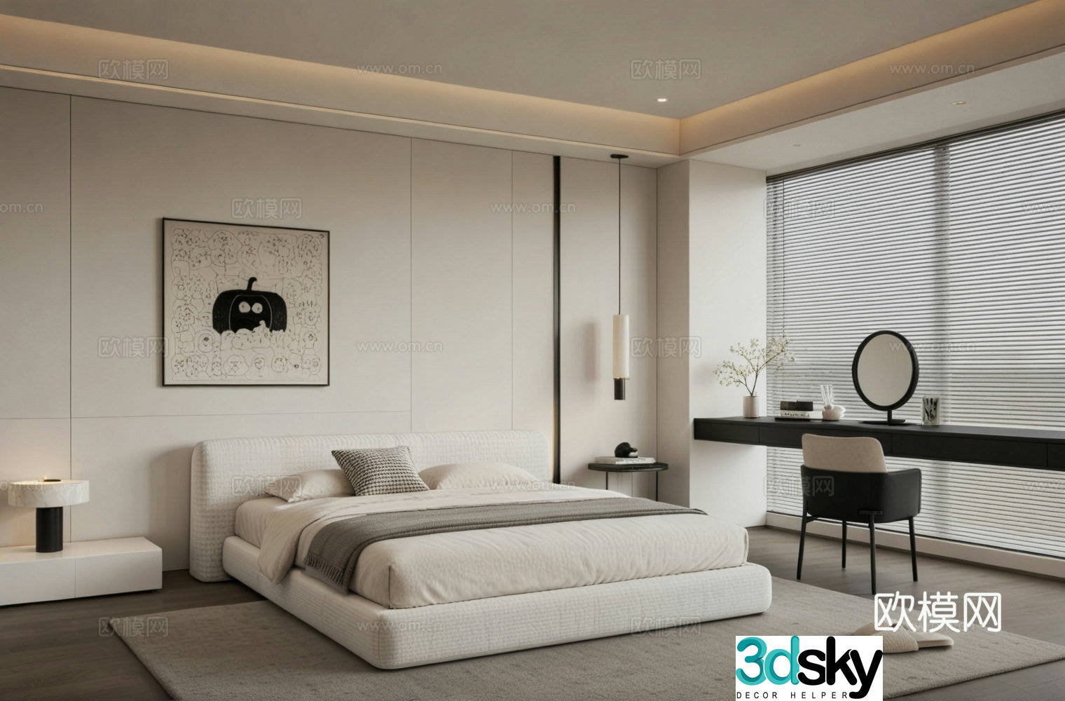 Modern bedroom Double bed 3d model