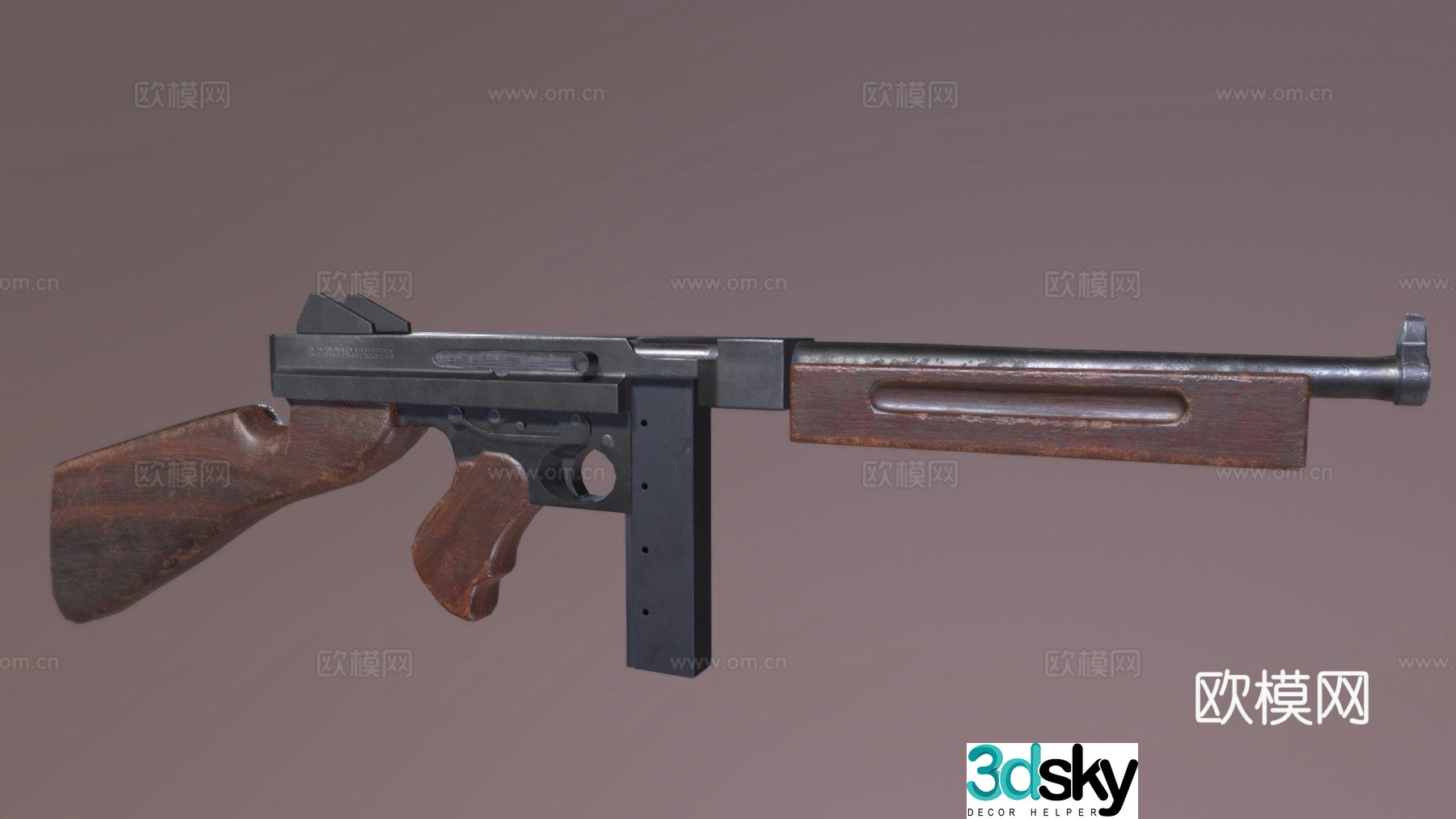 M1A1 Thompson submachine gun 3d model