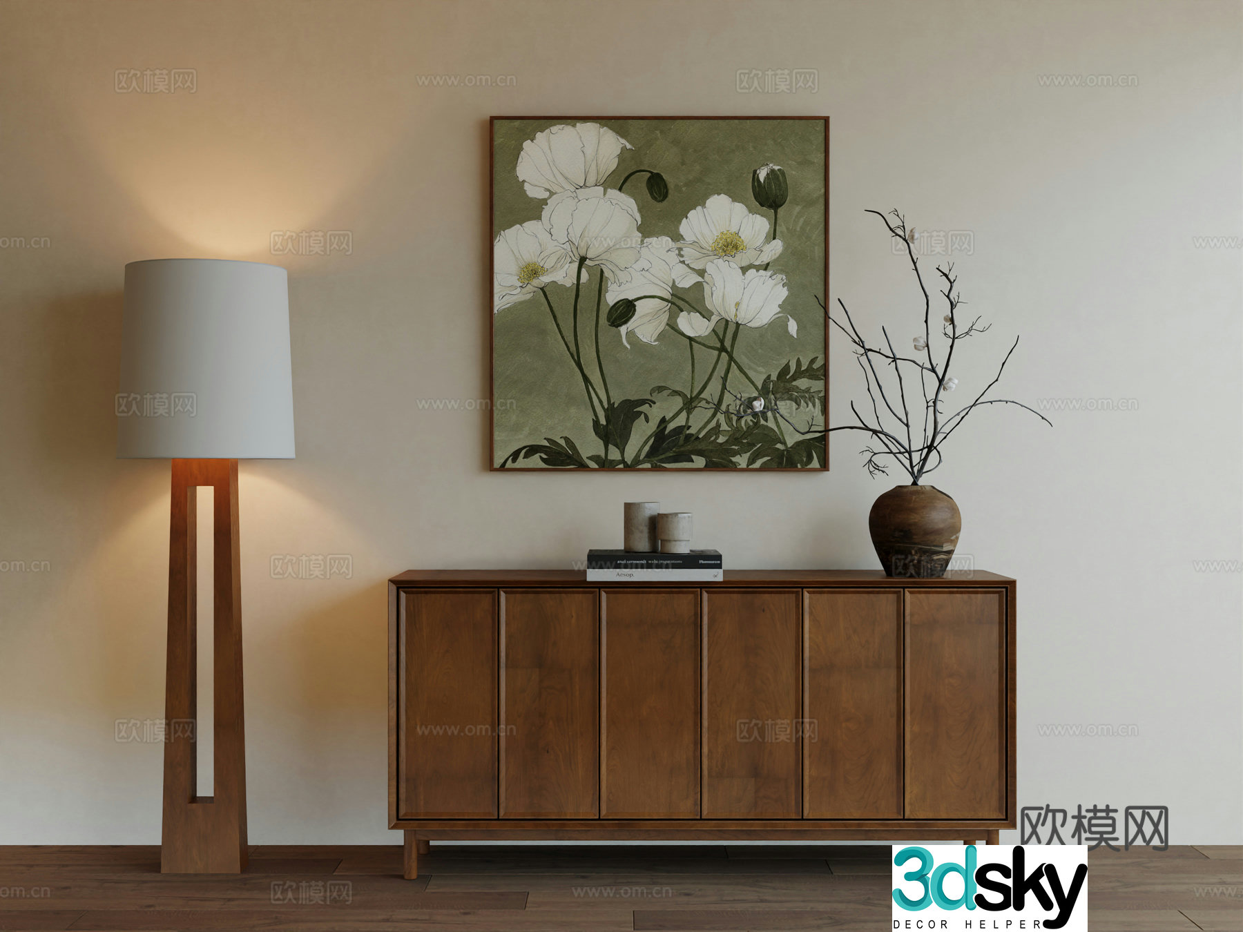 Middle Ages Wabi Retro Advanced Art Hanging Painting 3D Model