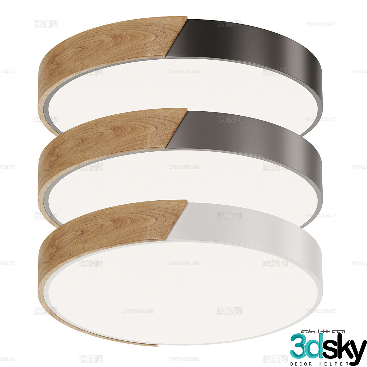 Modern Nordic wooden ceiling light 3d model