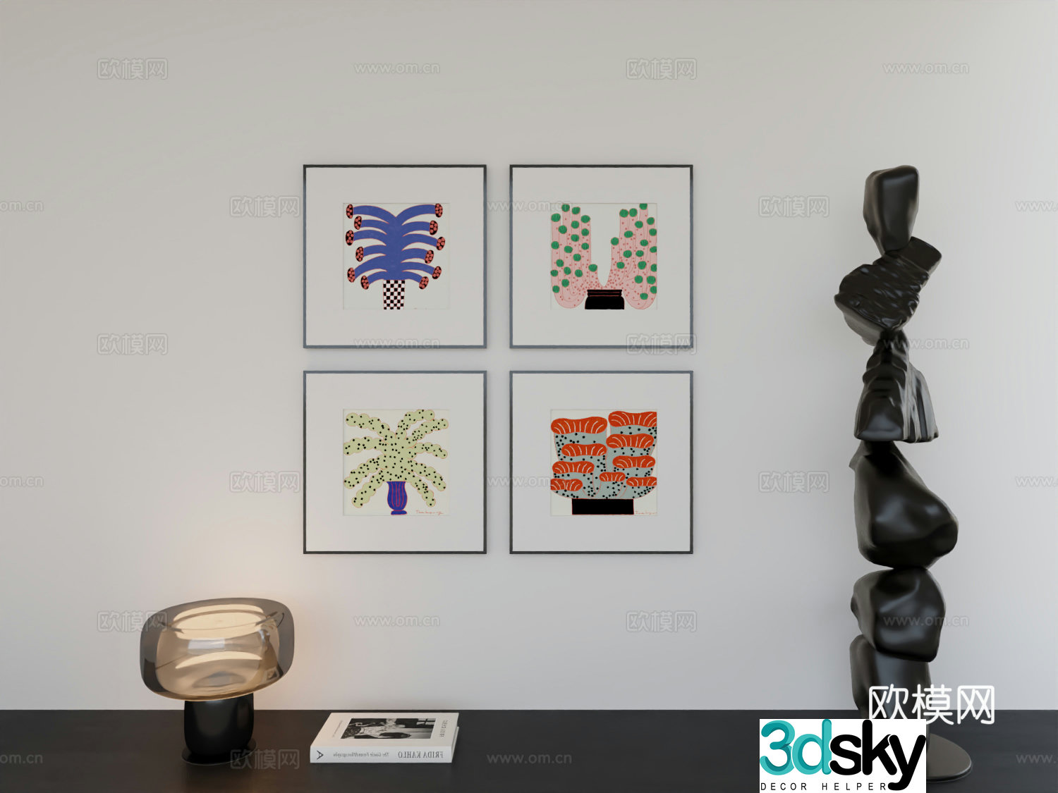 Modern minimalist hanging painting Bauhaus minimalist array hanging painting 3D model