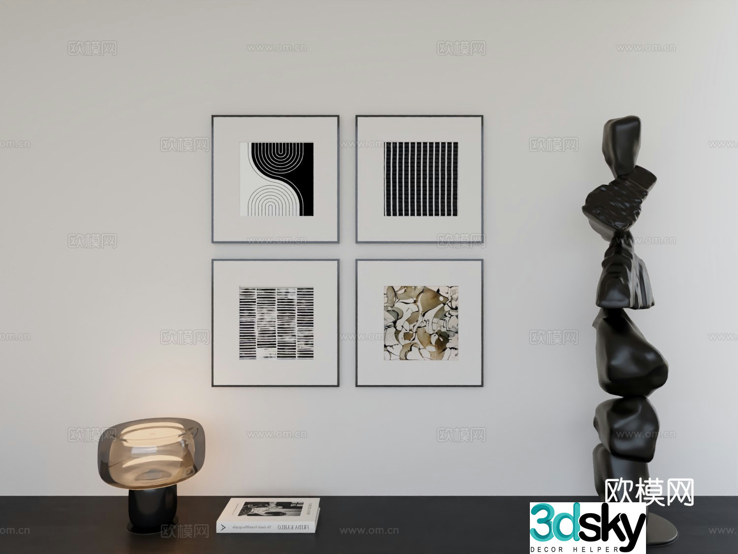 Modern minimalist hanging painting minimalist array hanging painting 3D model