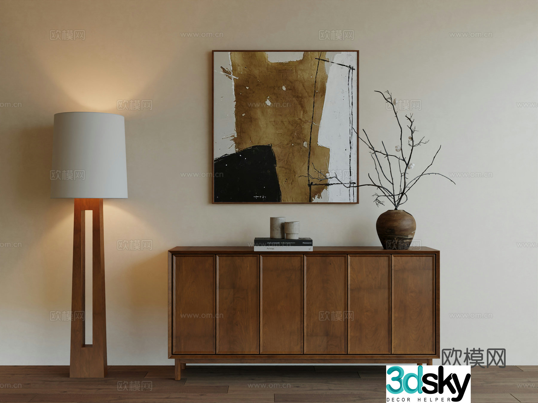 Middle Ages Wabi Retro Advanced Art Hanging Painting 3D Model 3D Model