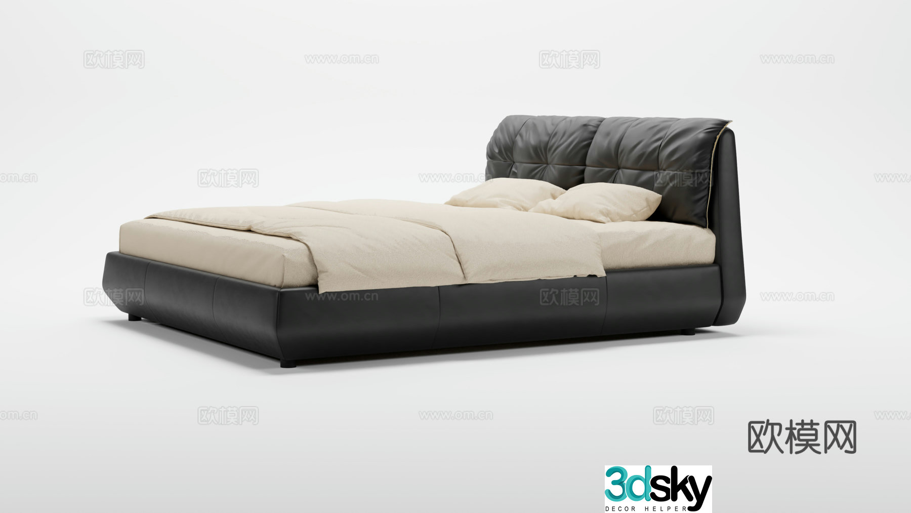 Leisure small boat bed double bed 3d model