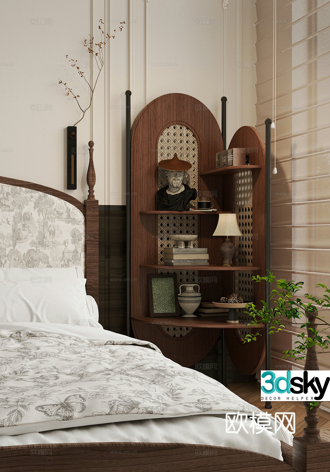 Modern medieval storage rack medieval style tripod retro style decorative rack corner rack tripod 3d model