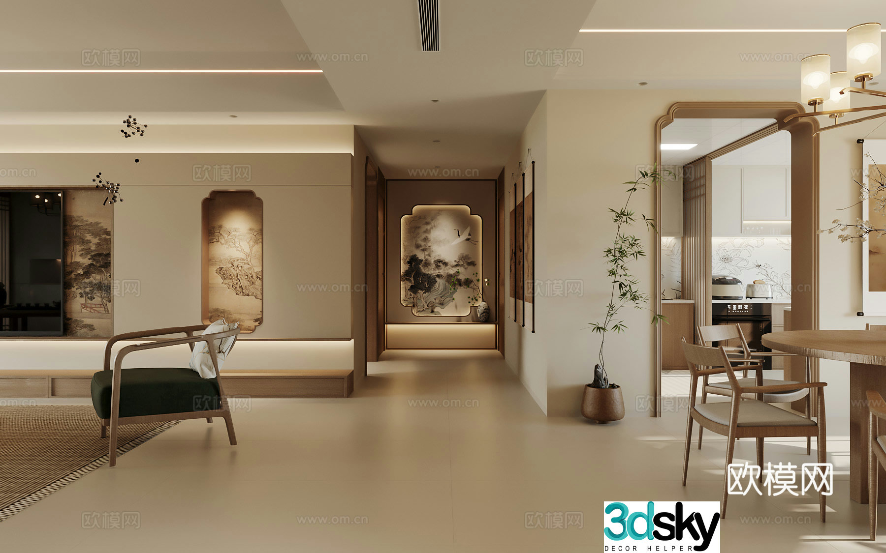 Song style Zen landscape creation end scenery Chinese style painting 3D model