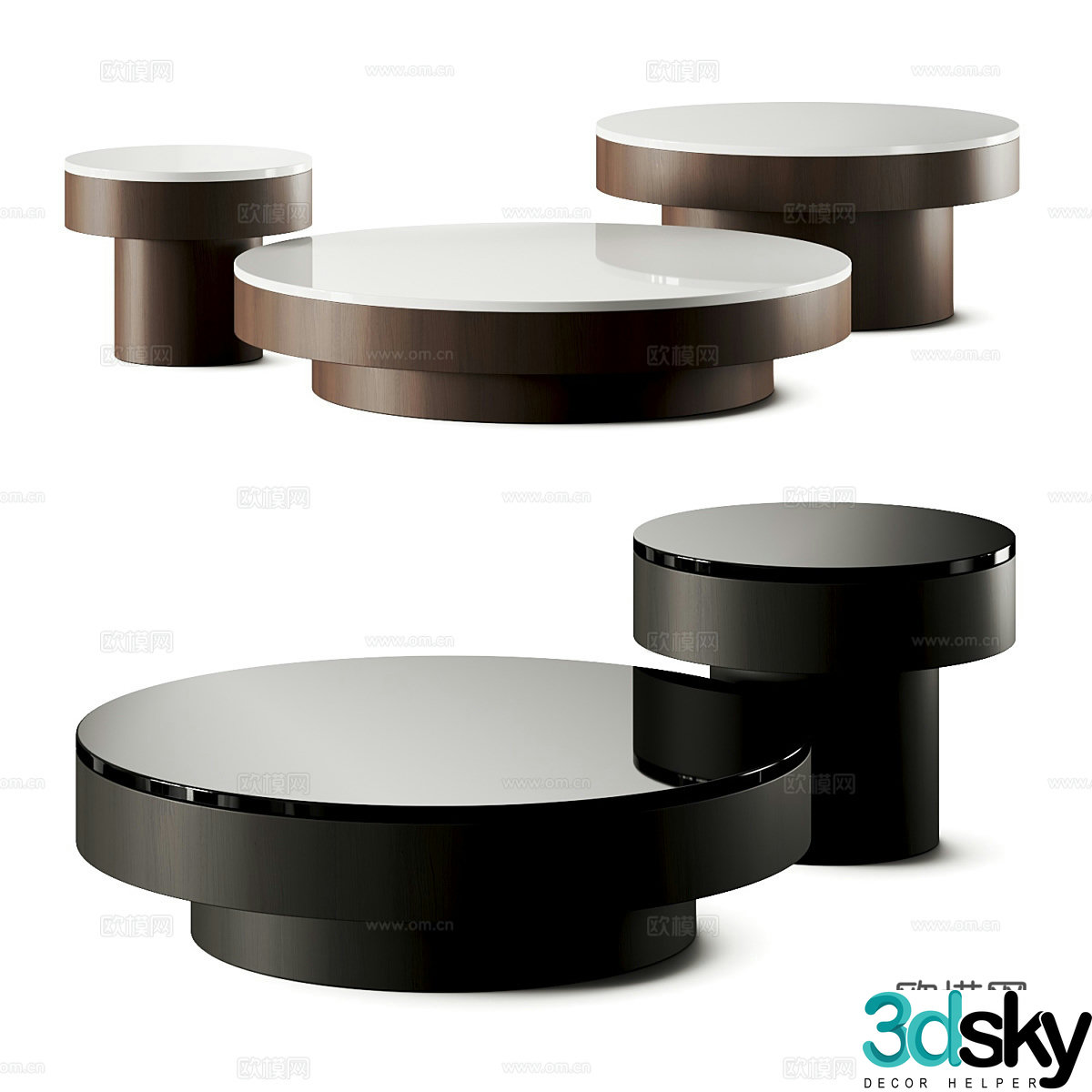 Modern Italian coffee table combination 3D model