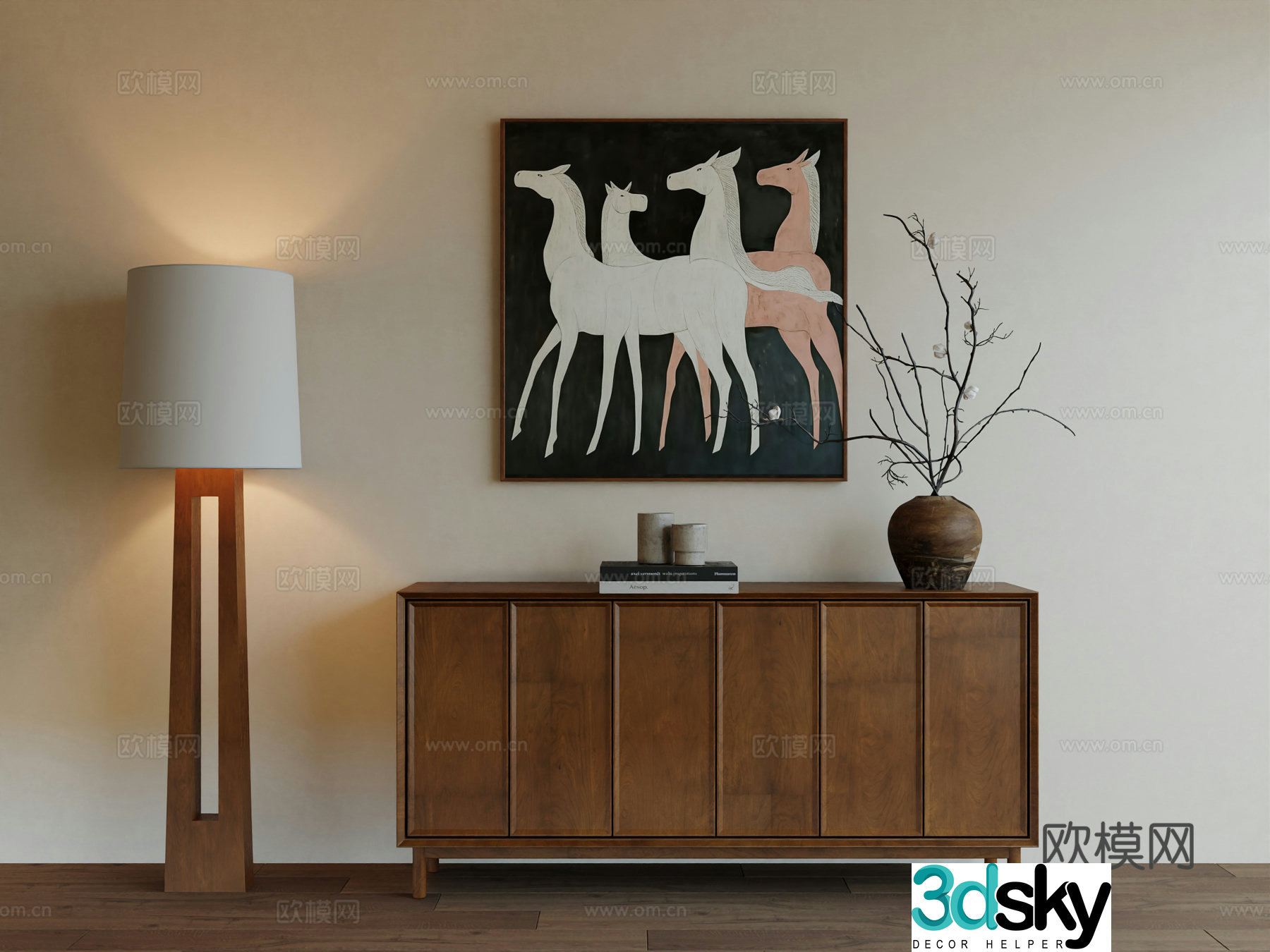 Middle Ages Wabi Retro Advanced Art Hanging Painting 3D Model