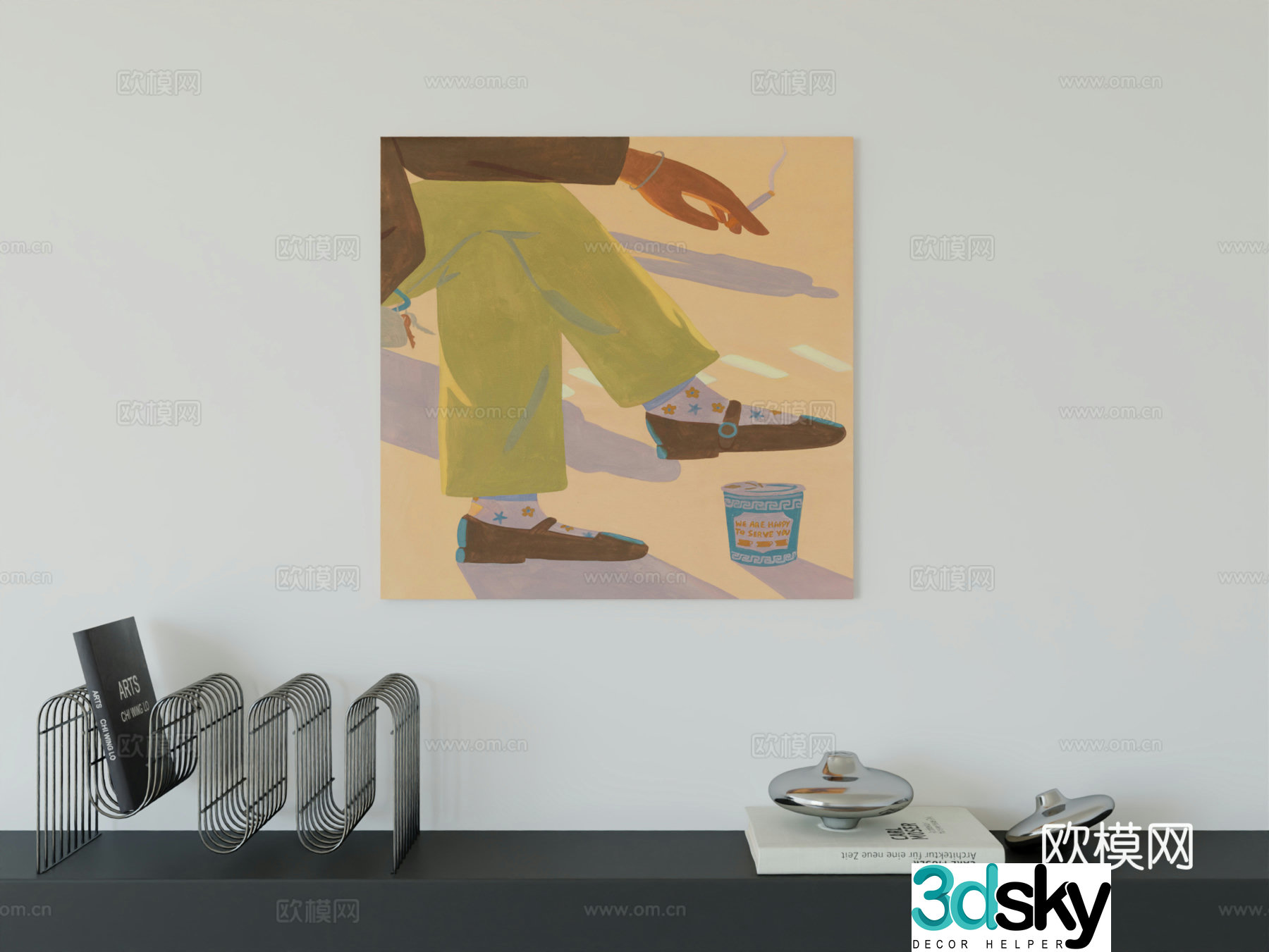 Modern minimalist hanging painting Bauhaus art hanging painting 3d model