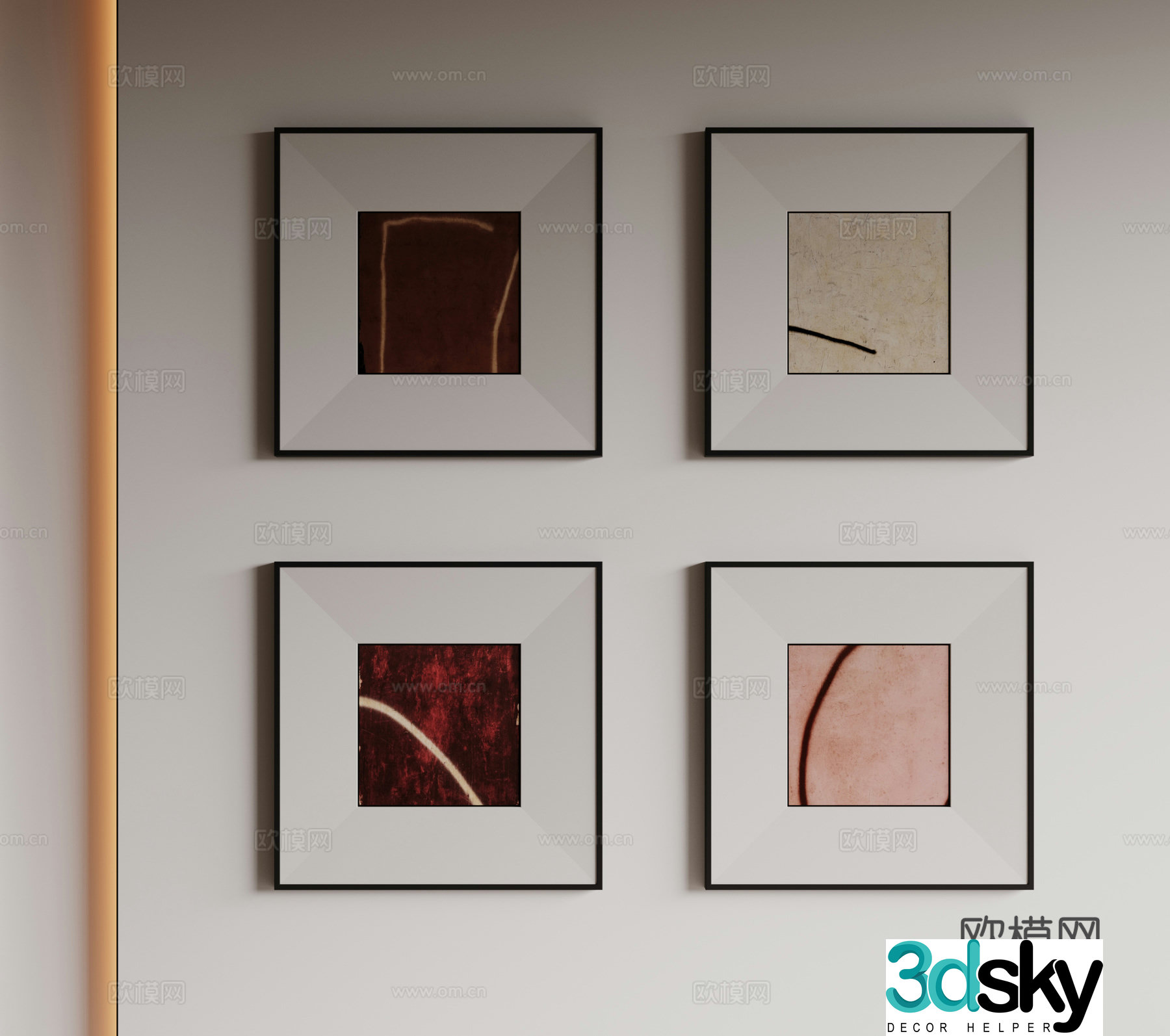 Modern minimalist decorative paintings Waviva medieval style hanging paintings cream style decoration paintings Italian style hanging paintings black and white 3D model