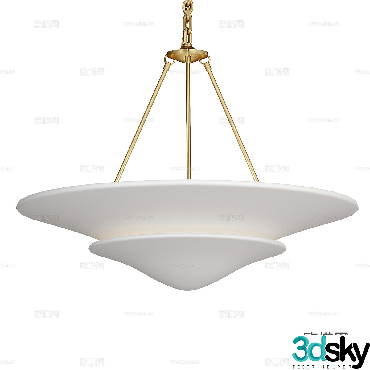 New Chinese style light luxury marble chandelier 3D model