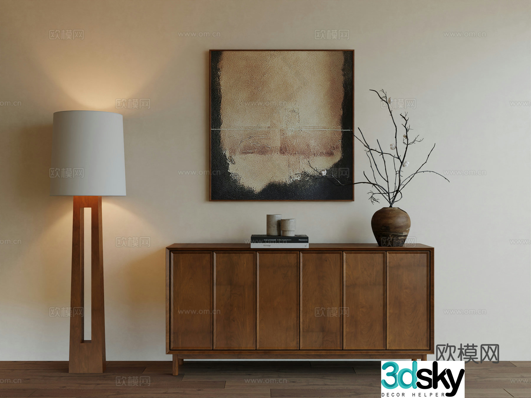 Middle Ages Wabi Retro Advanced Art Hanging Painting 3D Model