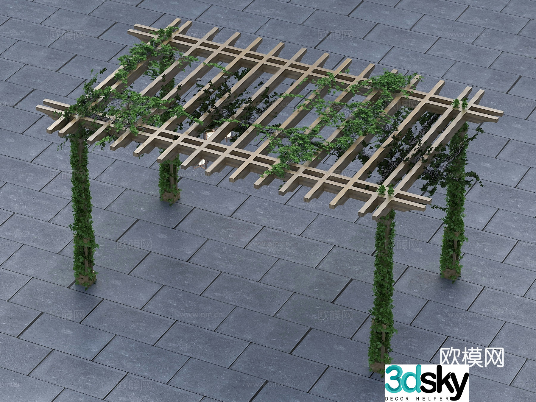Modern wooden shelf grape rack 3d model