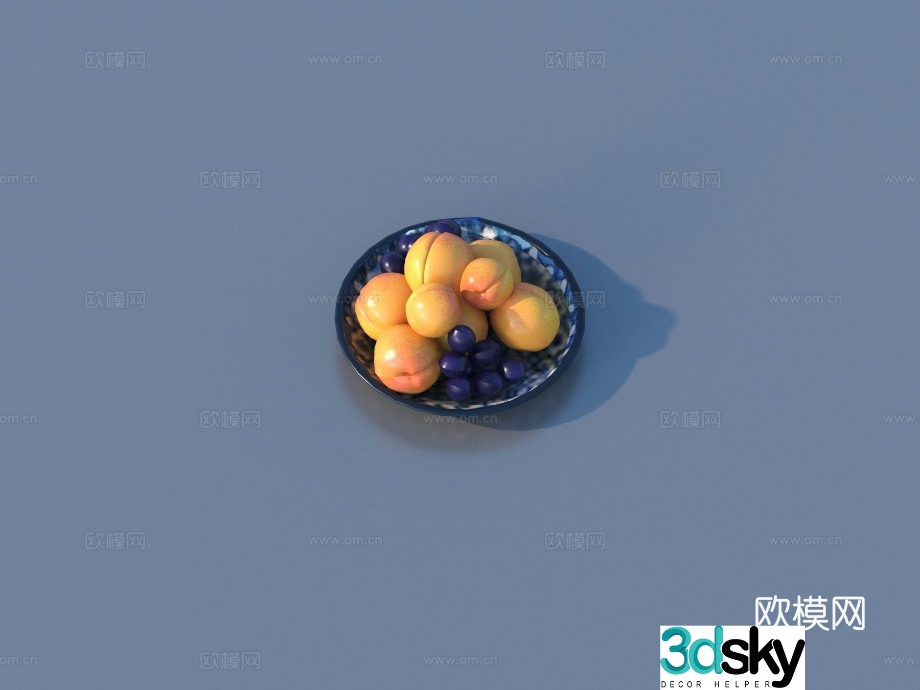 Peach fruit plate 3d model