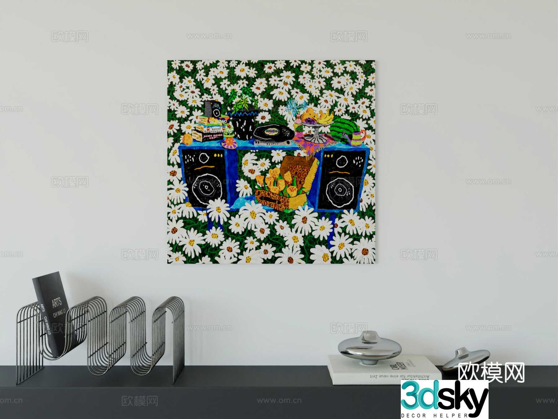 Modern minimalist hanging painting Bauhaus art hanging painting 3d model