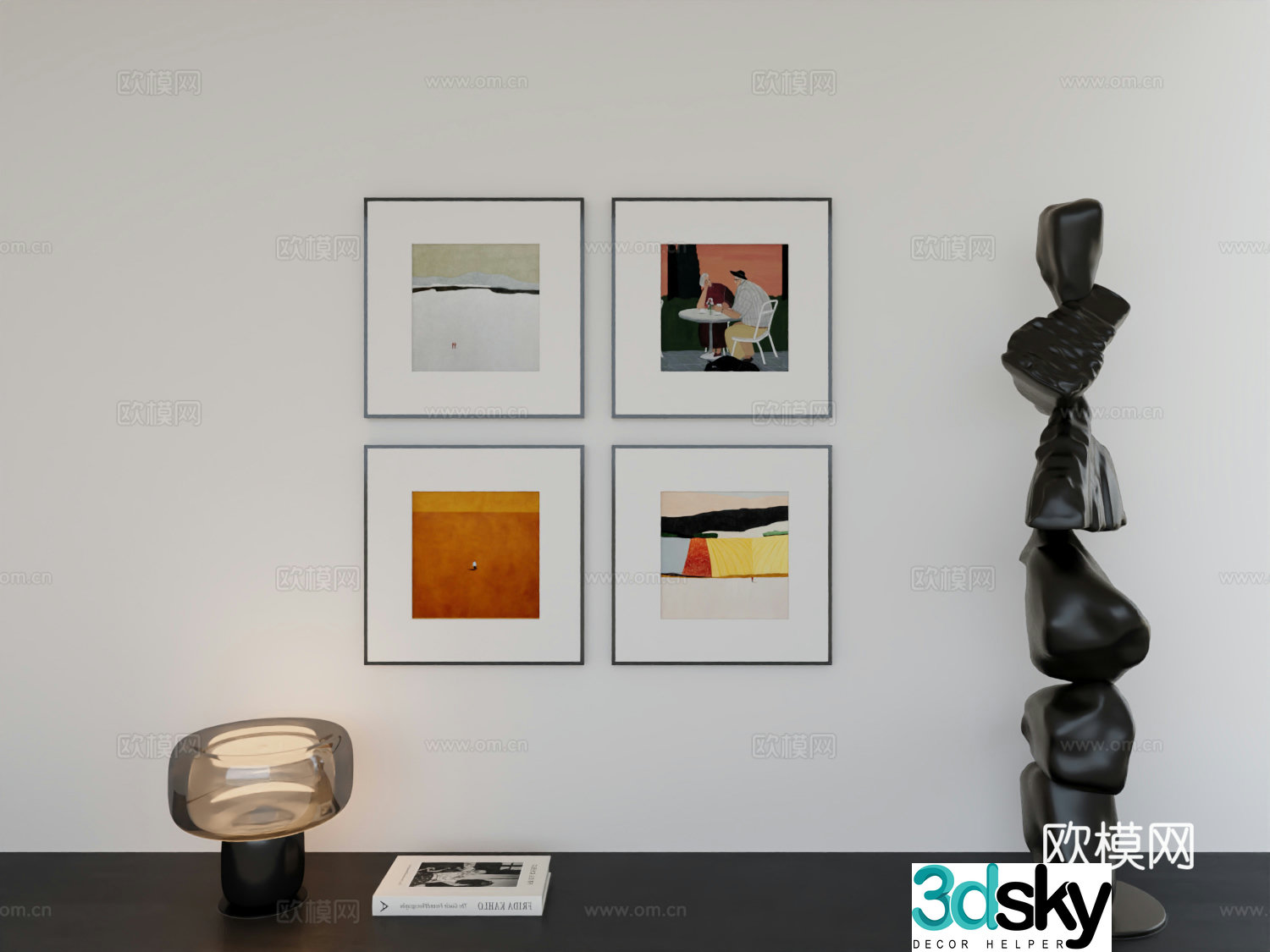 Modern minimalist hanging painting Bauhaus minimalist array hanging painting 3D model