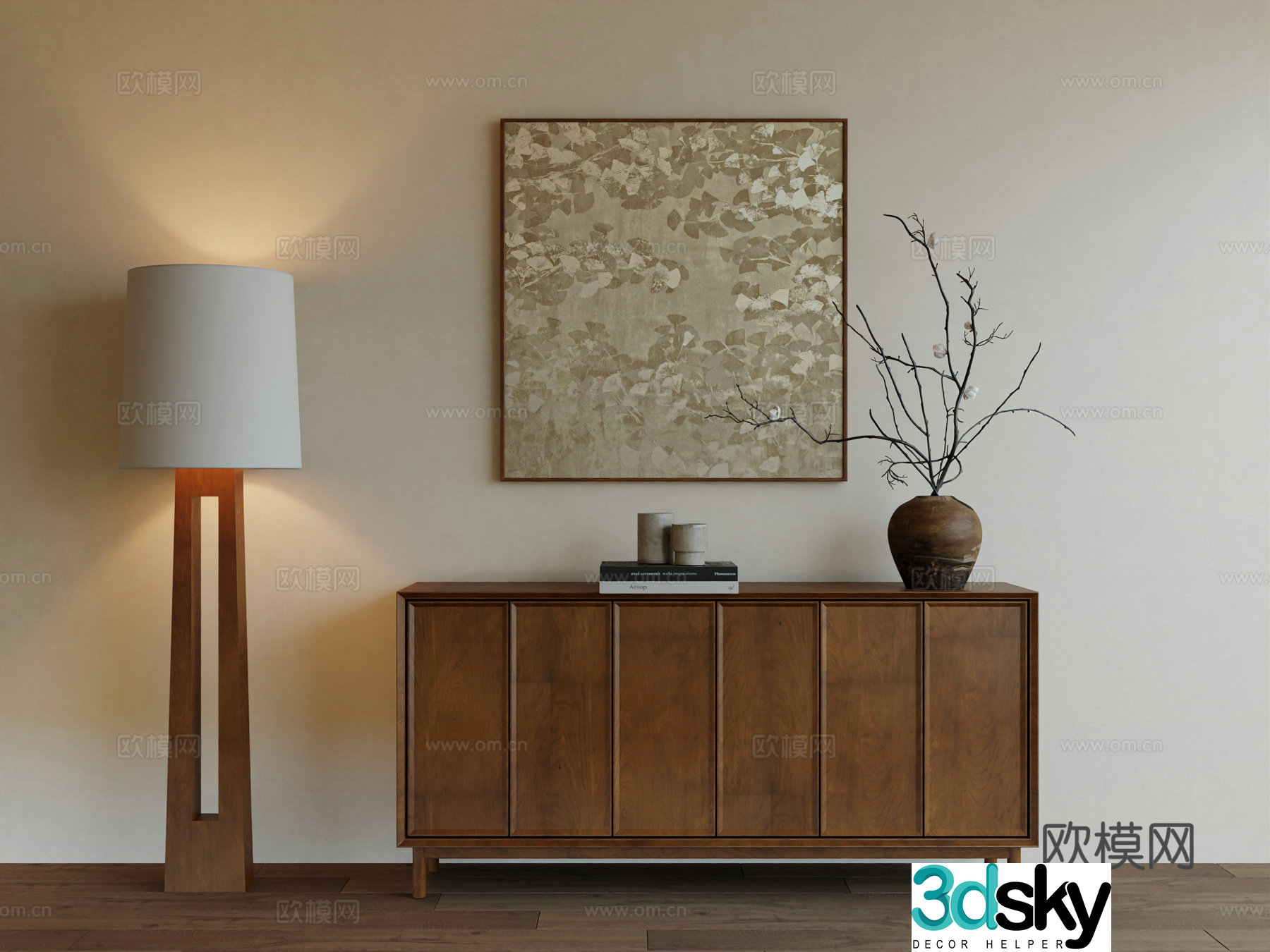 Middle Ages Wabi Retro Advanced Art Hanging Painting 3D Model