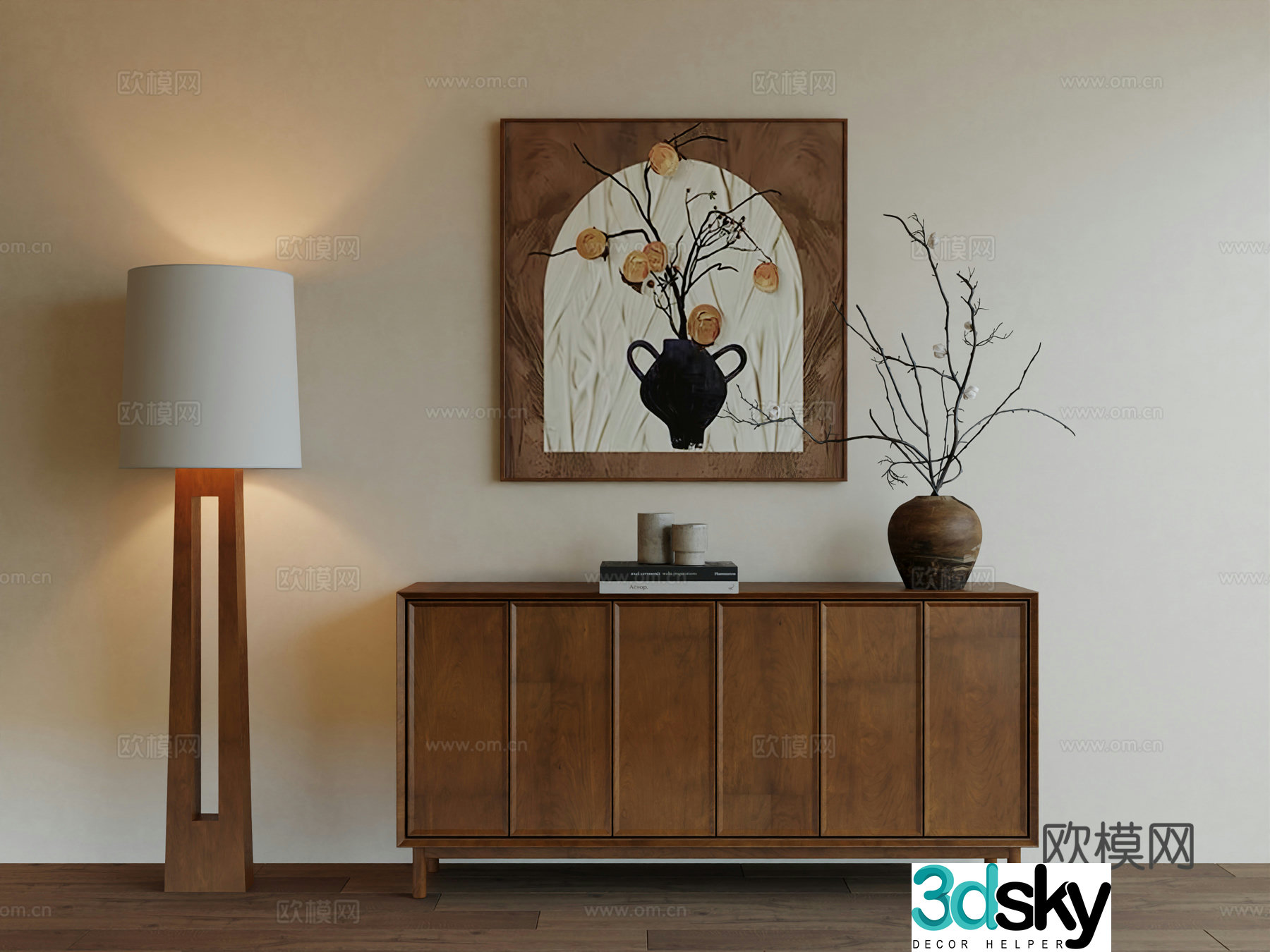 Middle Ages Wabi Retro Advanced Art Hanging Painting 3D Model