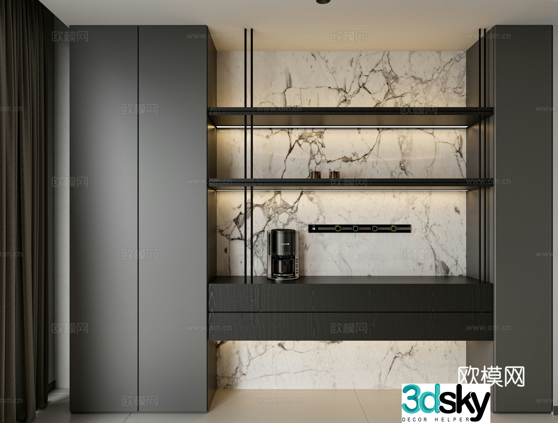 Modern wine cabinet sideboard 3D model