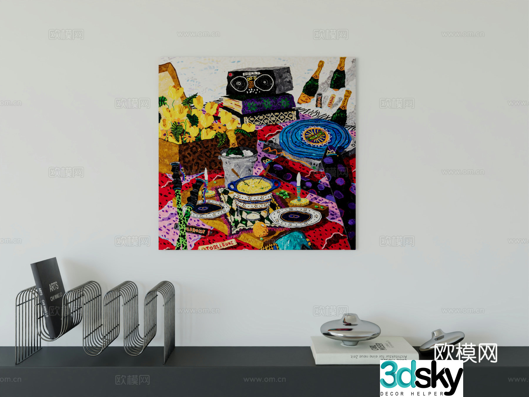 Modern minimalist hanging painting Bauhaus art hanging painting 3d model