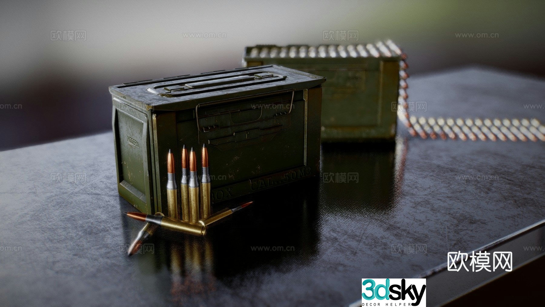 World War II U.S. Army ammunition box 3D model