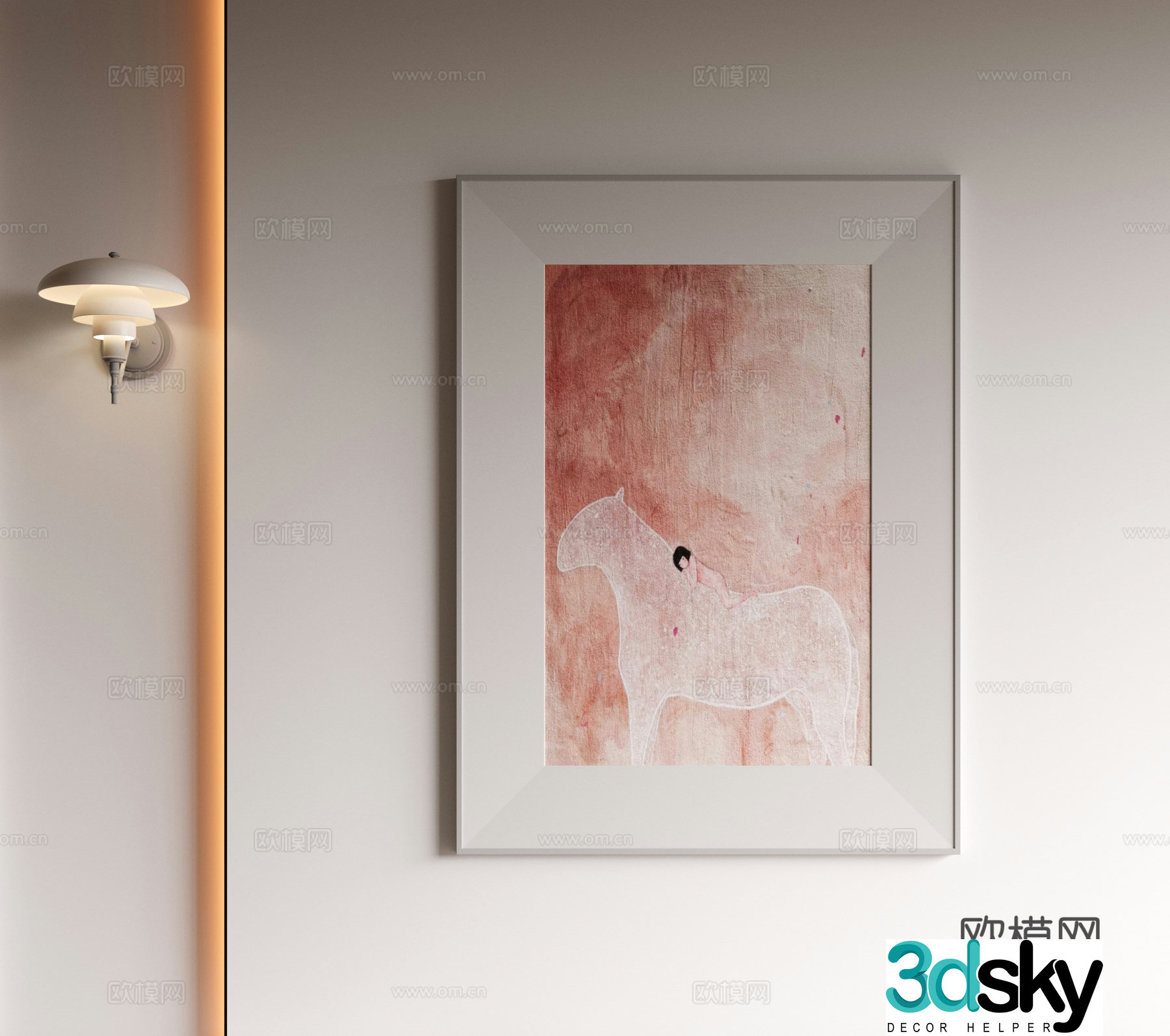 Modern minimalist decorative paintings Waviva medieval style hanging paintings cream style decoration paintings Italian style hanging paintings black and white 3D model