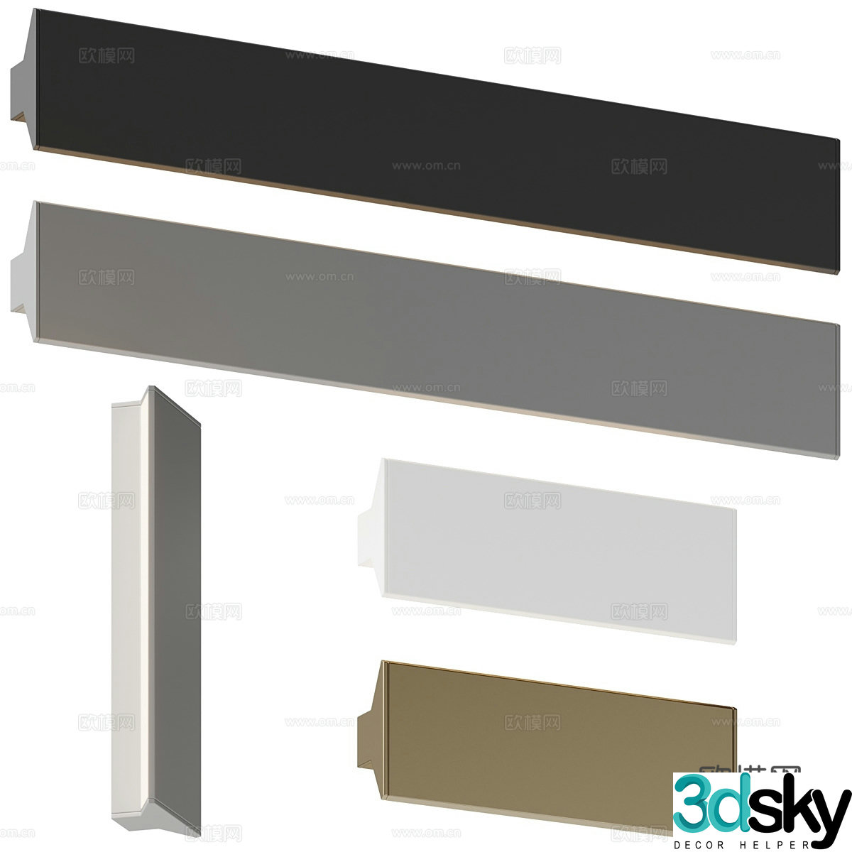 Modern Italian minimalist metal long strip wall lamp 3D model