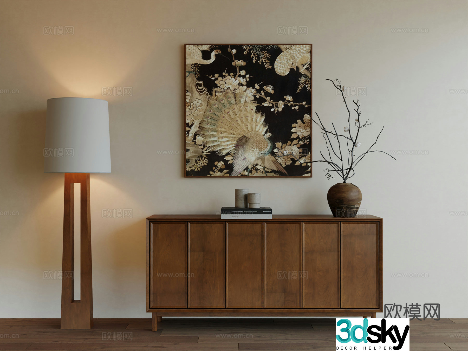 Middle Ages Wabi Retro Advanced Art Hanging Painting 3D Model