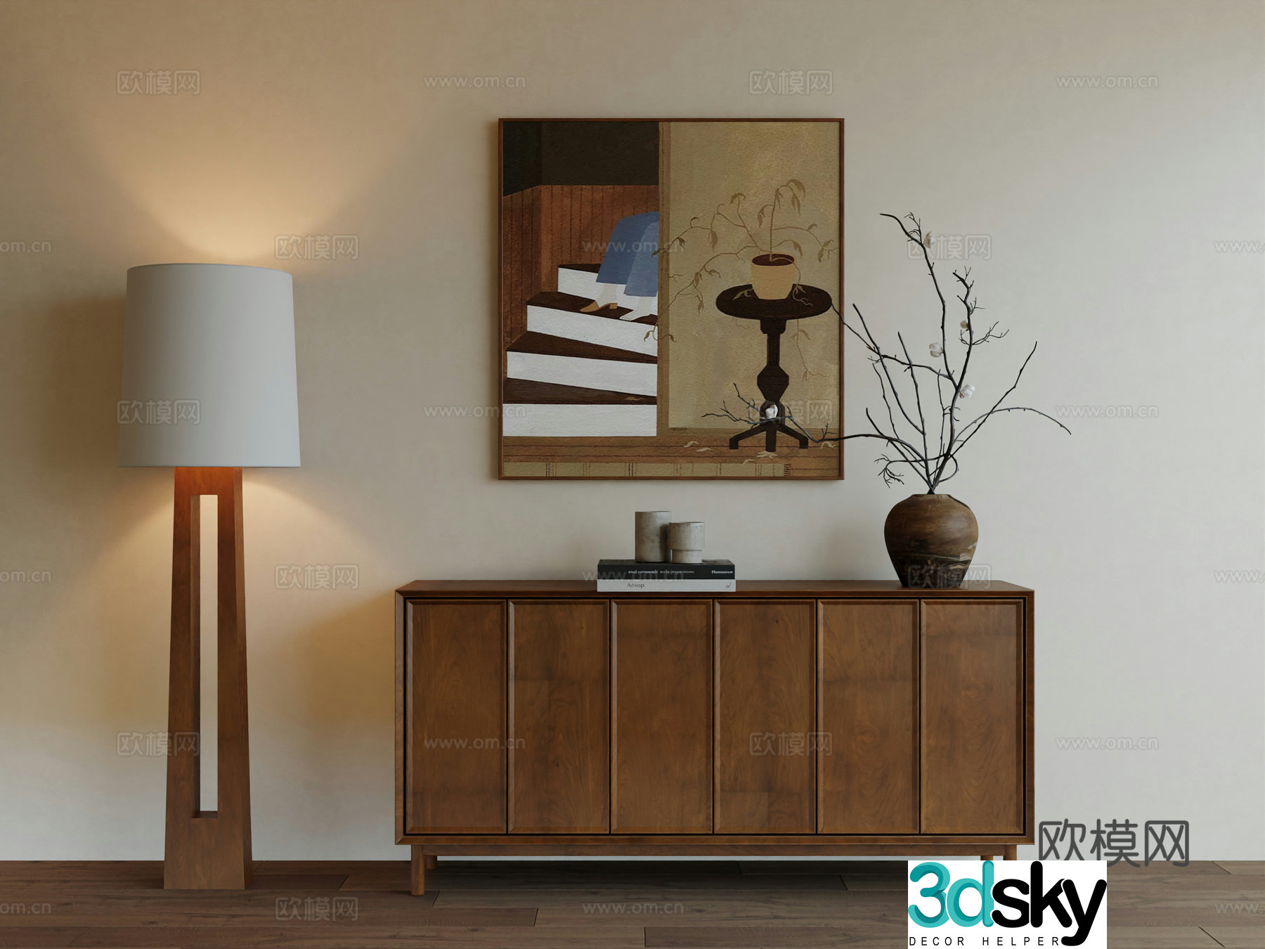 Middle Ages Wabi Retro Advanced Art Hanging Painting 3D Model