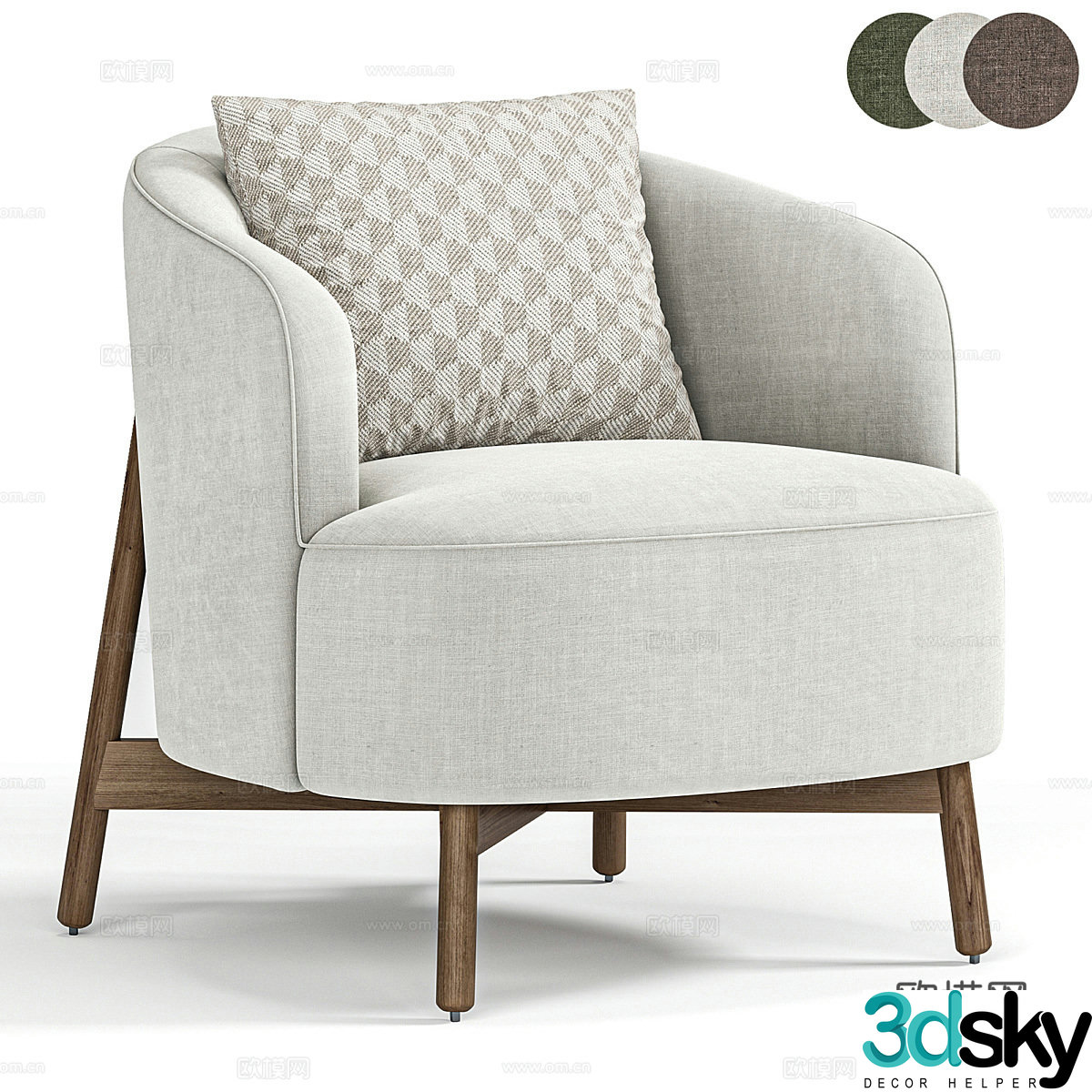 New Chinese style fabric armchair 3D model
